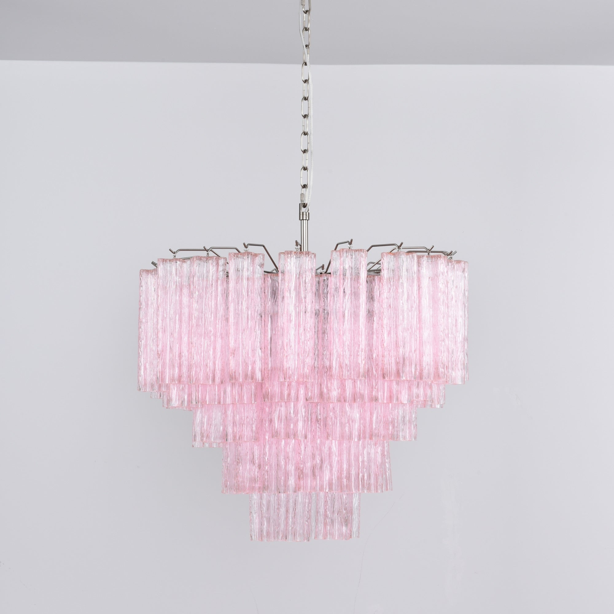 Aurora Chandelier Pink Glass Multi-Tier Romantic Glow-Neutral Decor