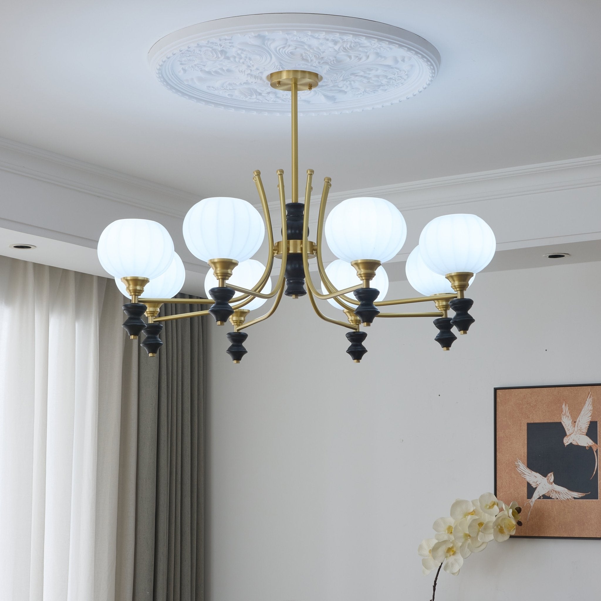 Zavenen Traditional Elegance Vintage Brass Wood Chandelier-Neutral Decor