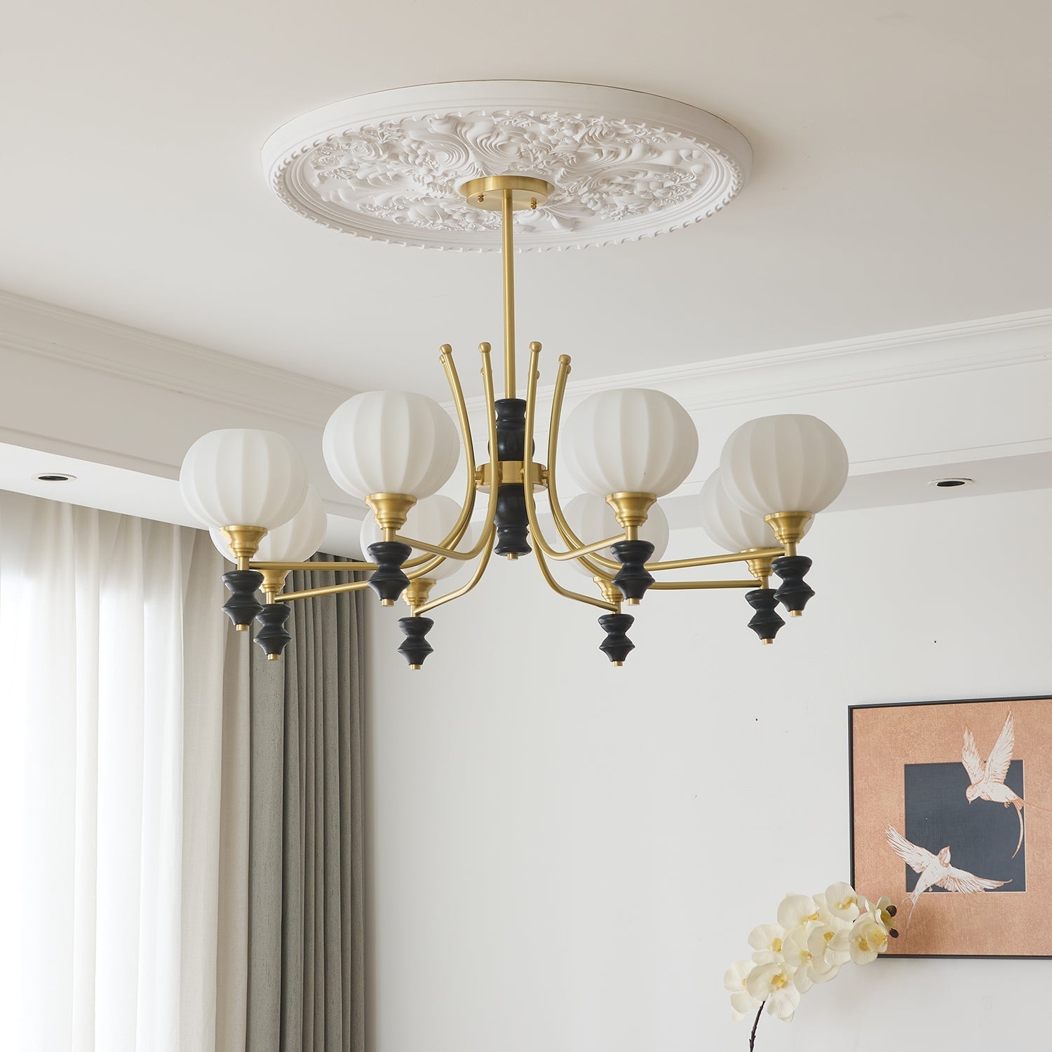 Zavenen Traditional Elegance Vintage Brass Wood Chandelier-Neutral Decor