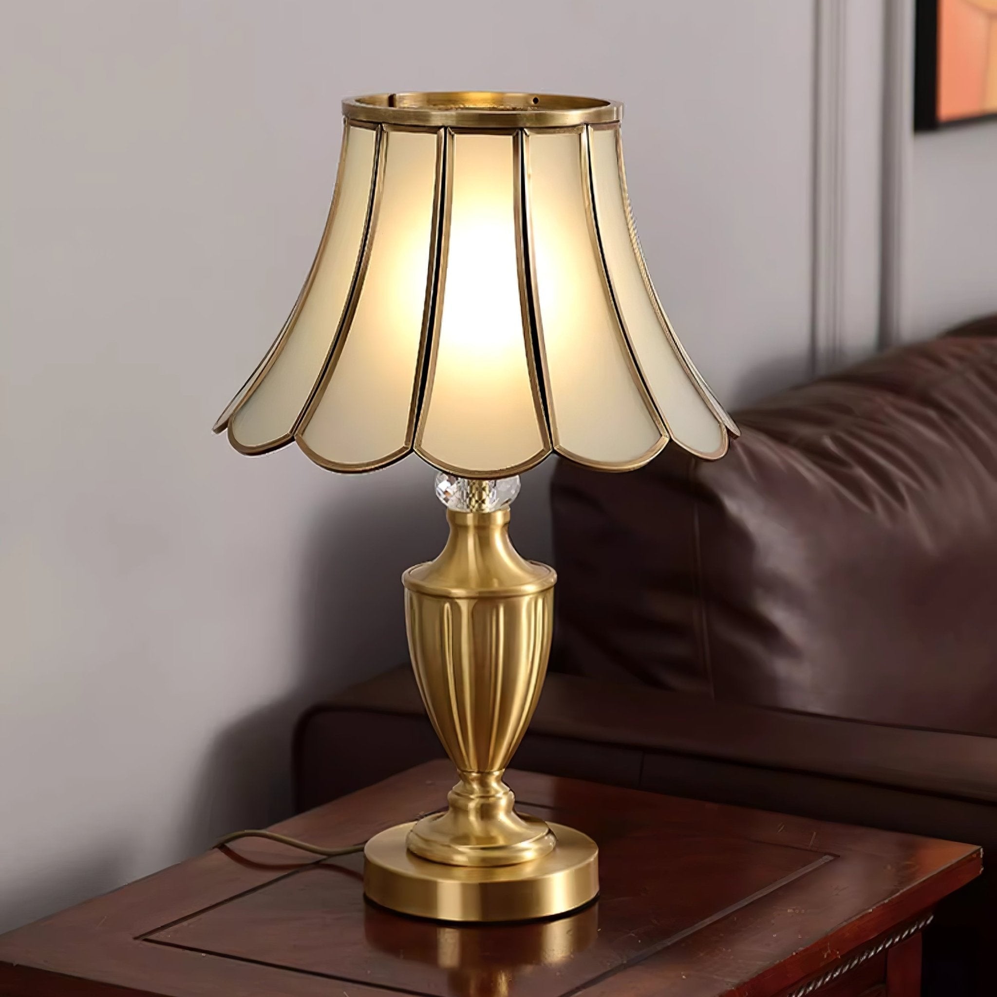 Valencia Brass & Glass Vintage Table Lamp-Neutral Decor