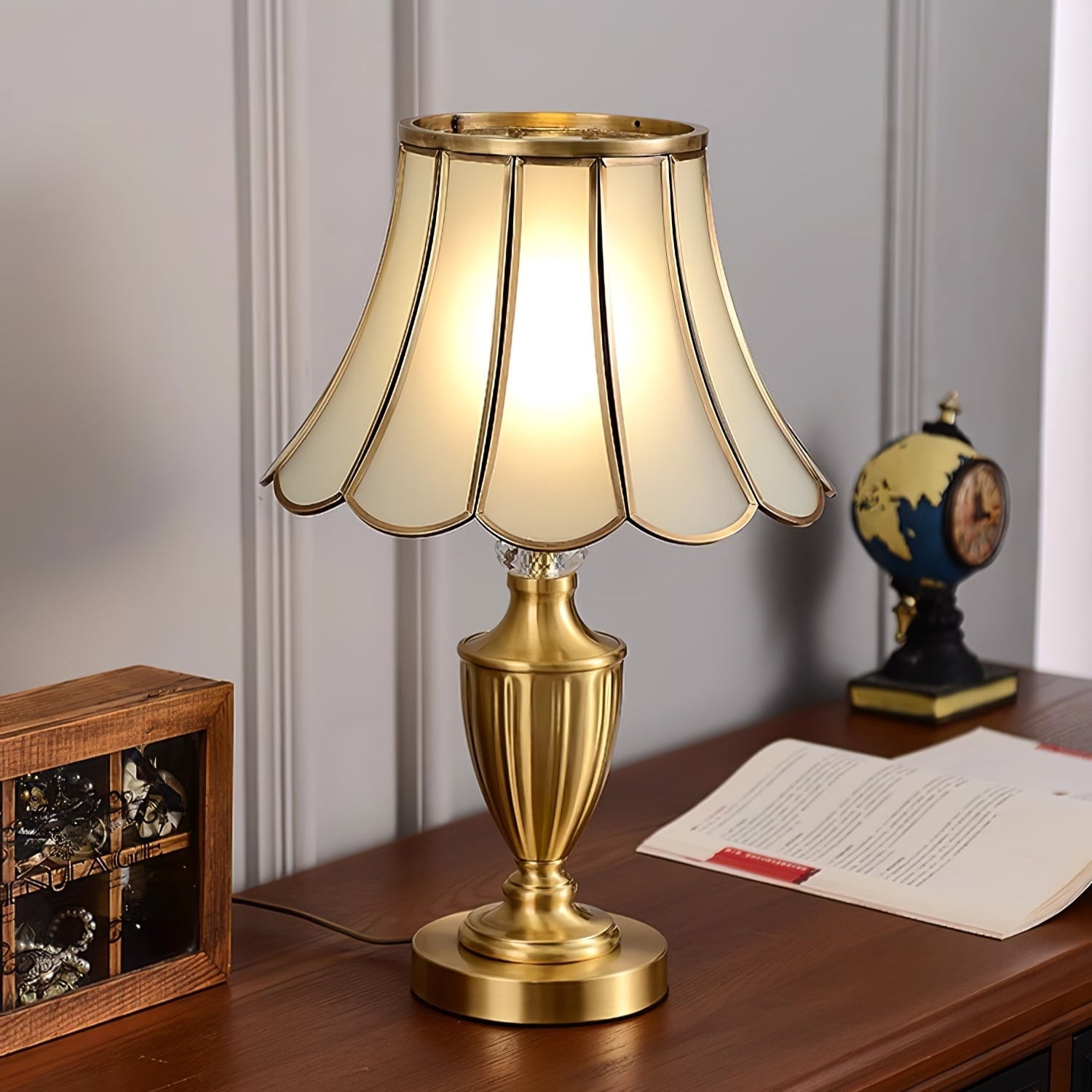 Valencia Brass & Glass Vintage Table Lamp-Neutral Decor