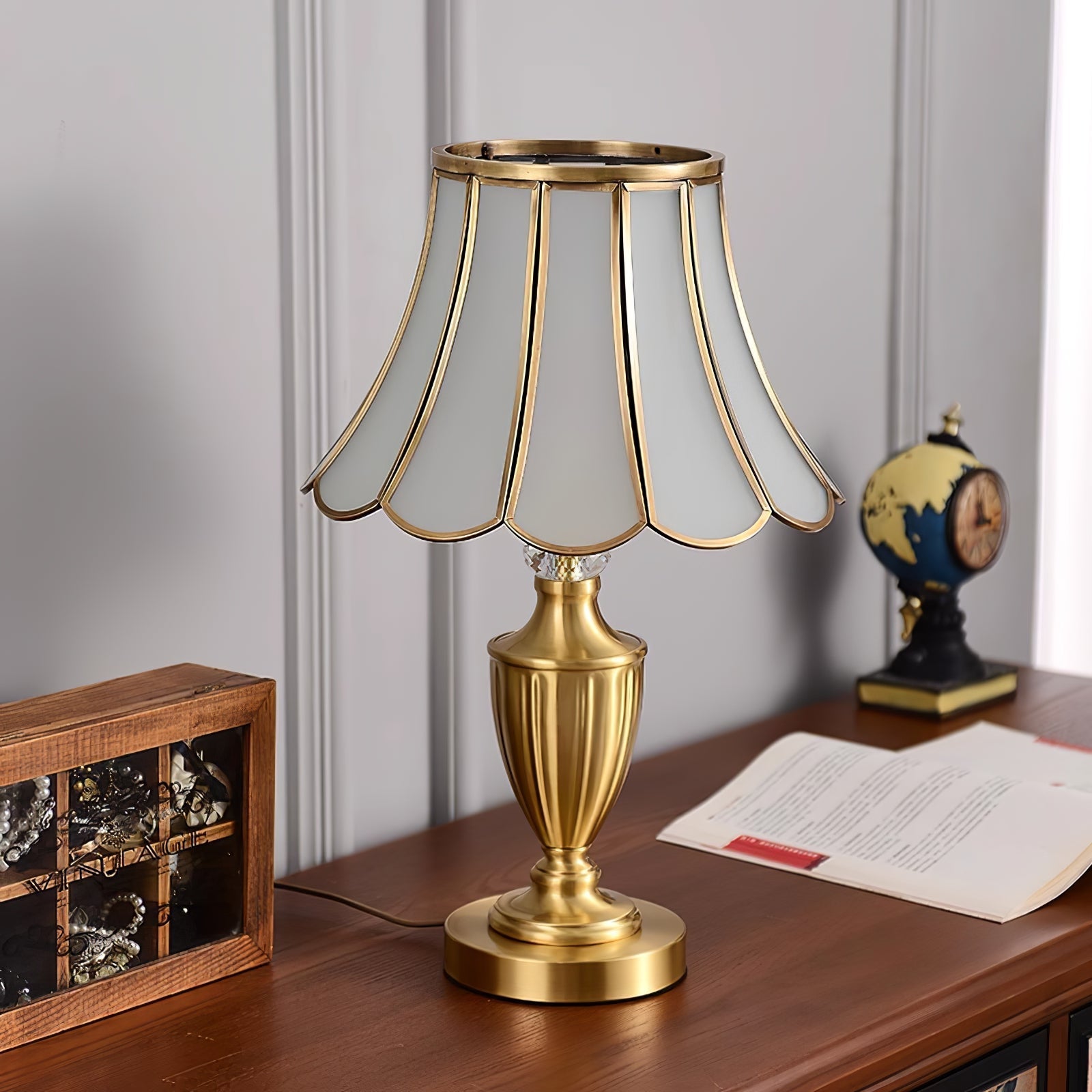 Valencia Brass & Glass Vintage Table Lamp-Neutral Decor