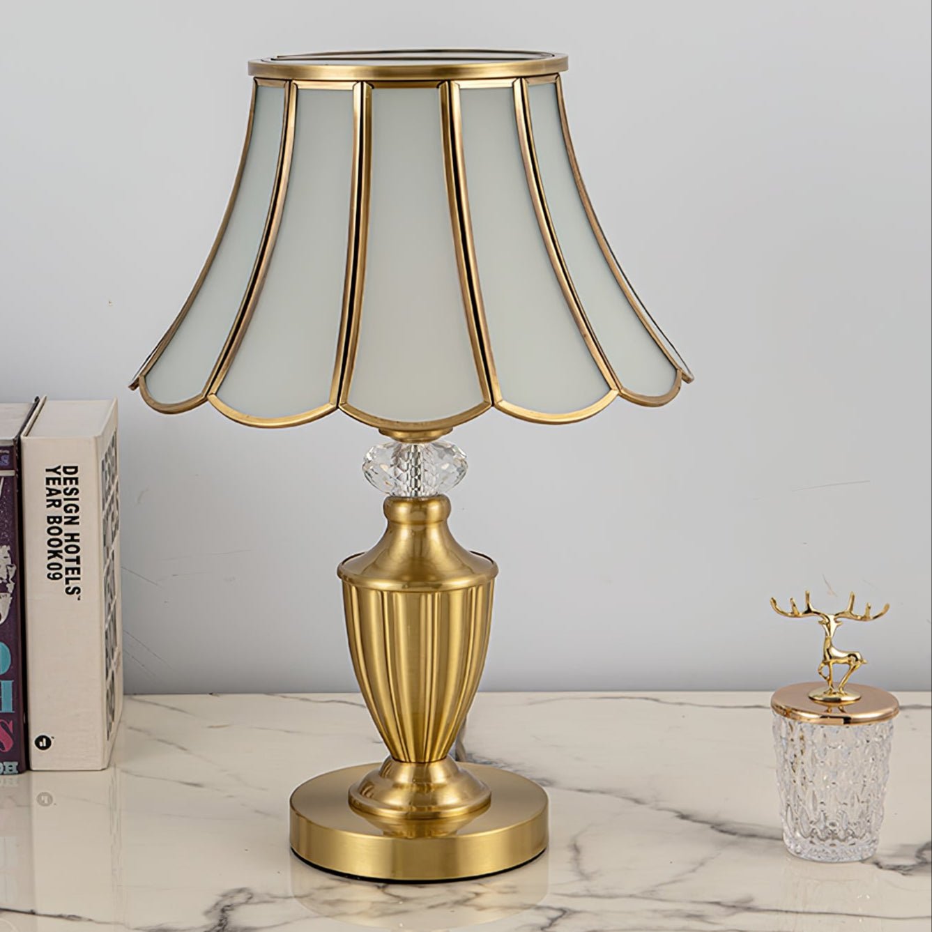 Valencia Brass & Glass Vintage Table Lamp-Neutral Decor