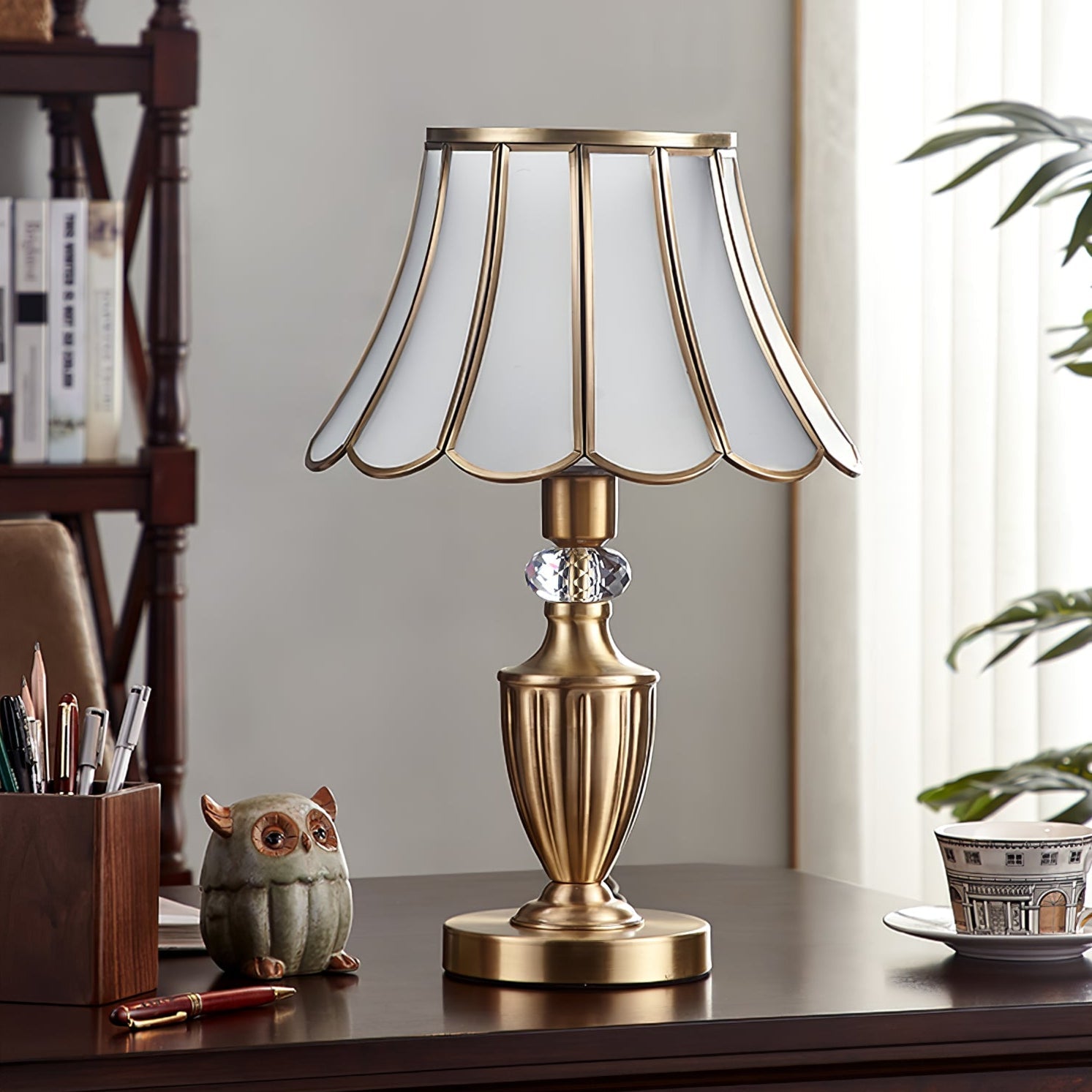 Valencia Brass & Glass Vintage Table Lamp-Neutral Decor