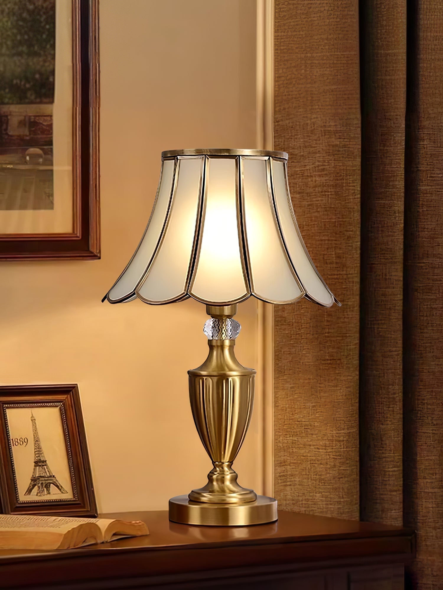 Valencia Brass & Glass Vintage Table Lamp-Neutral Decor