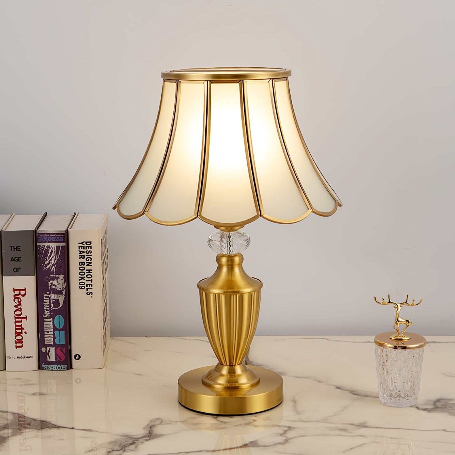 Valencia Brass & Glass Vintage Table Lamp-Neutral Decor