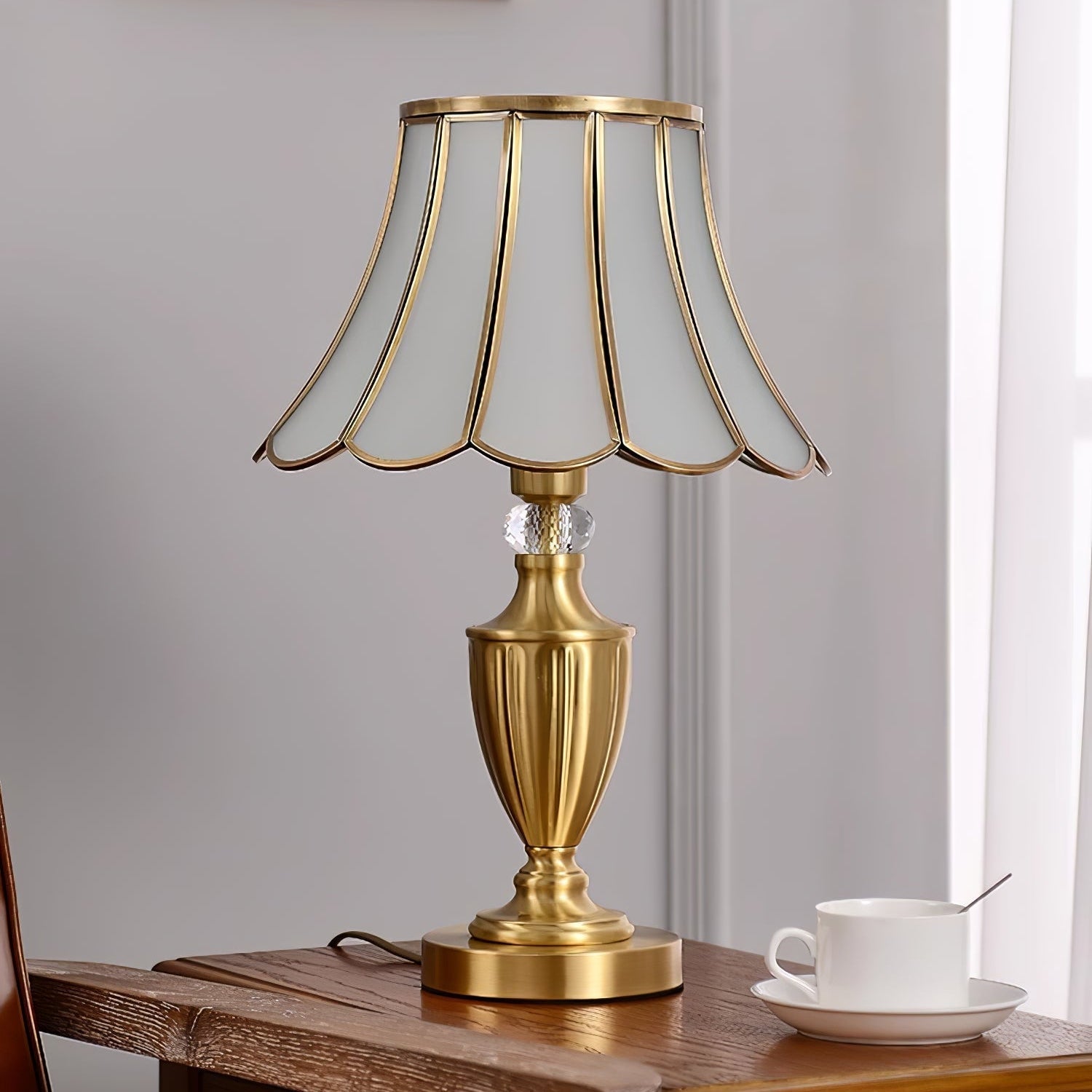 Valencia Brass & Glass Vintage Table Lamp-Neutral Decor