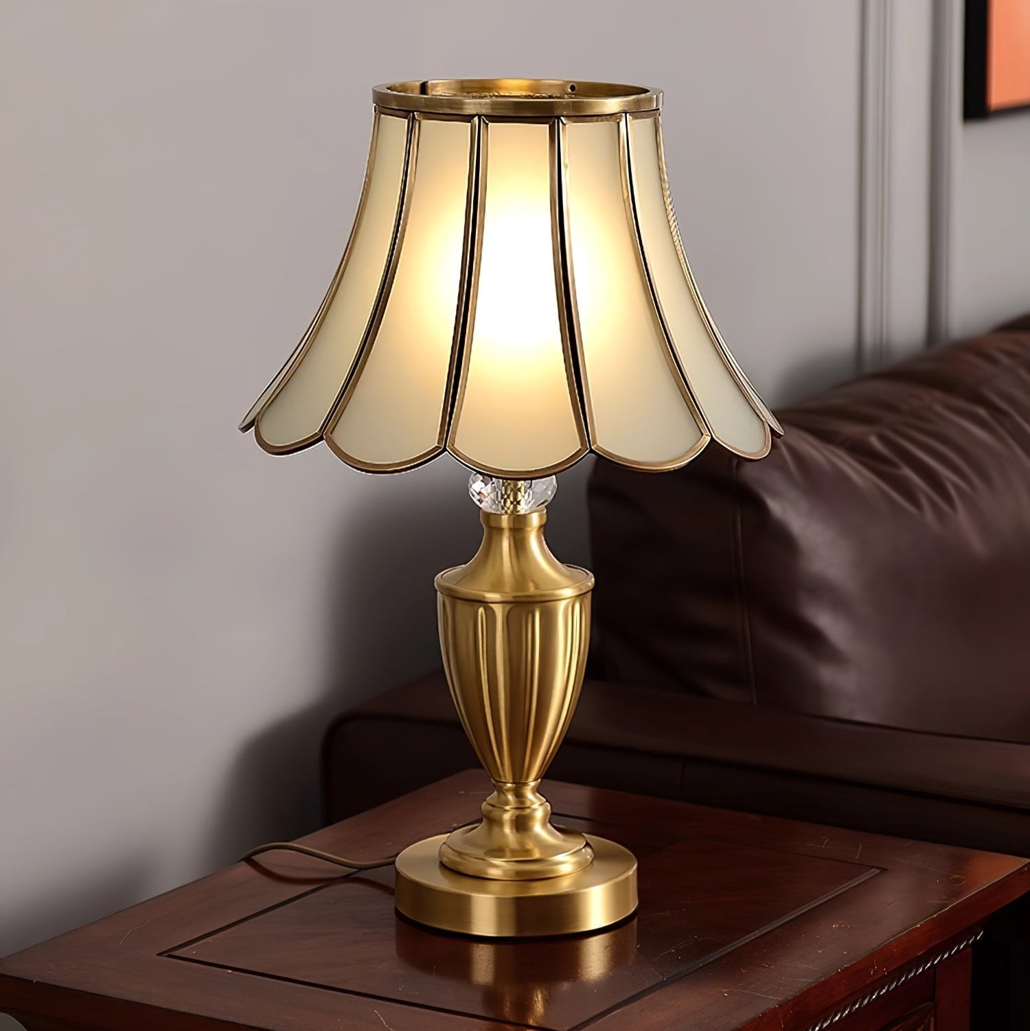 Valencia Brass & Glass Vintage Table Lamp-Neutral Decor