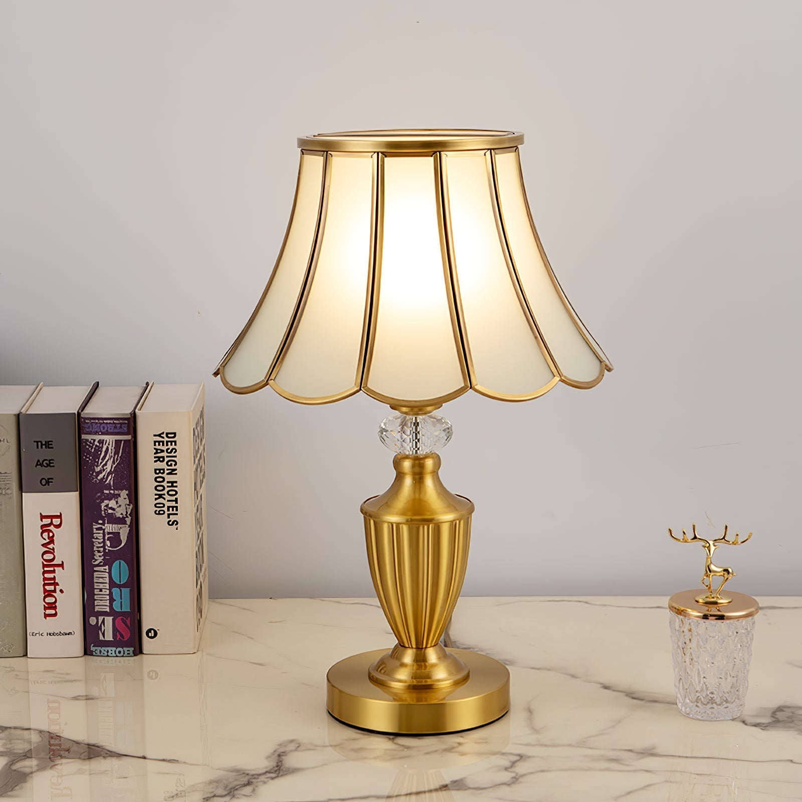 Valencia Brass & Glass Vintage Table Lamp-Neutral Decor