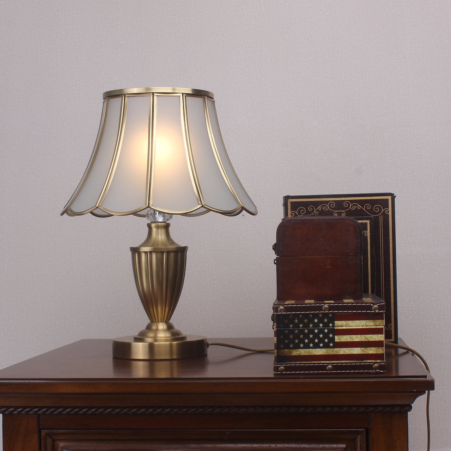 Valencia Brass & Glass Vintage Table Lamp-Neutral Decor