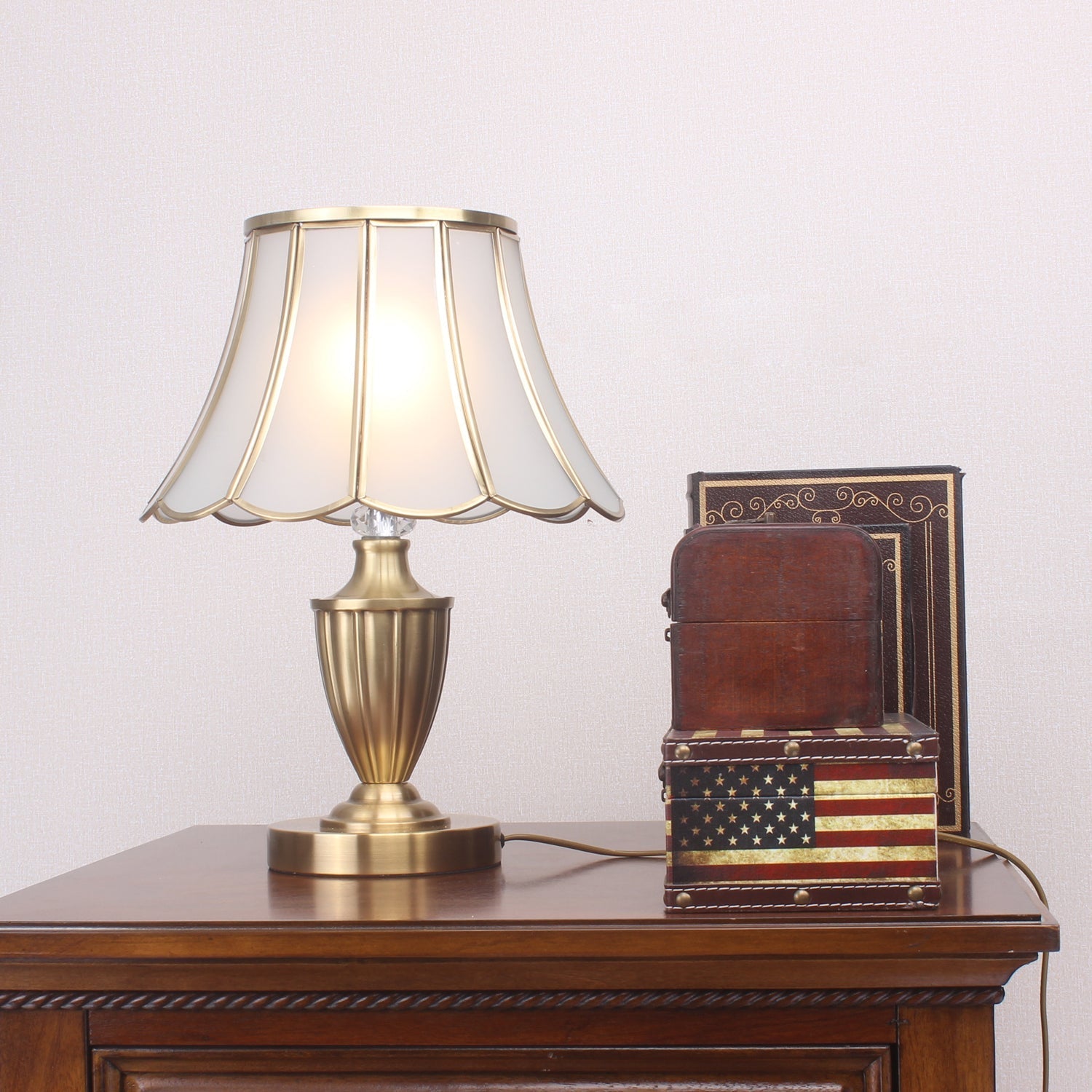 Valencia Brass & Glass Vintage Table Lamp-Neutral Decor