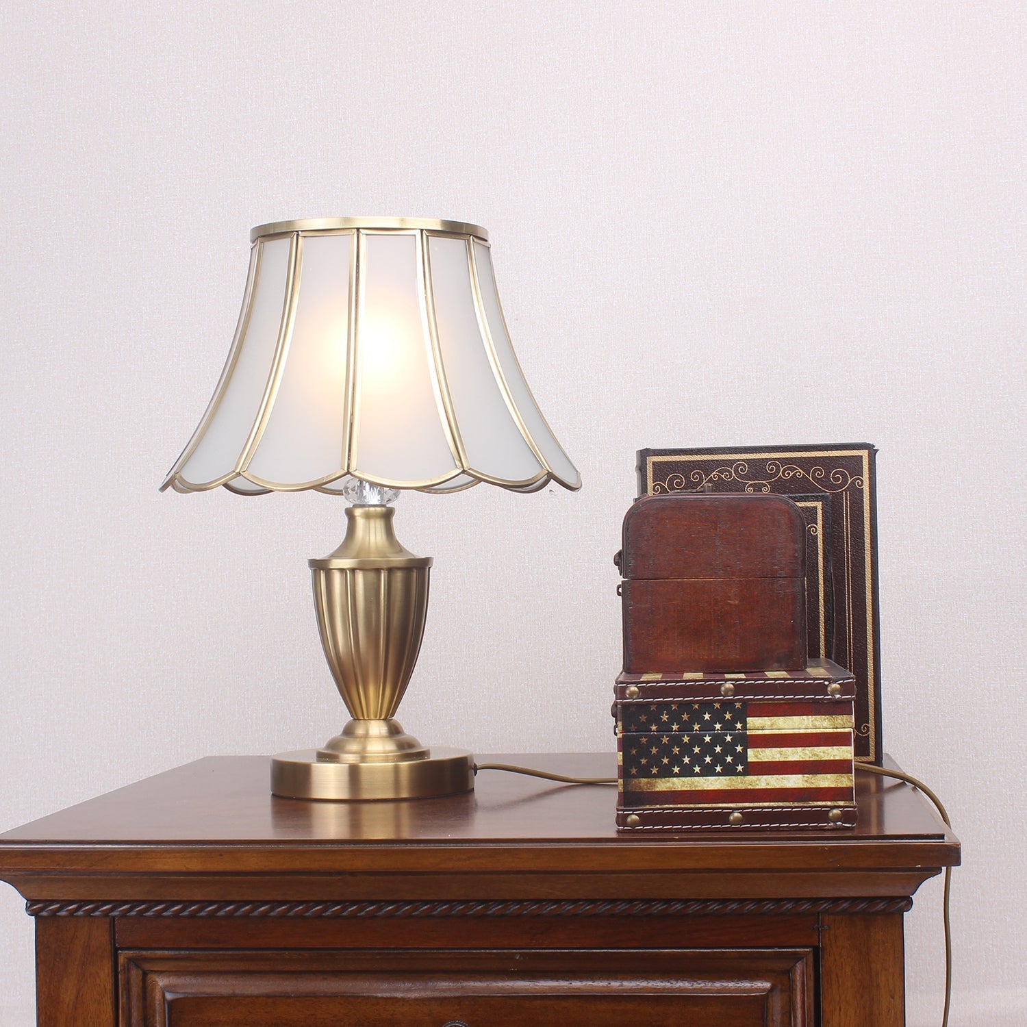 Valencia Brass & Glass Vintage Table Lamp-Neutral Decor