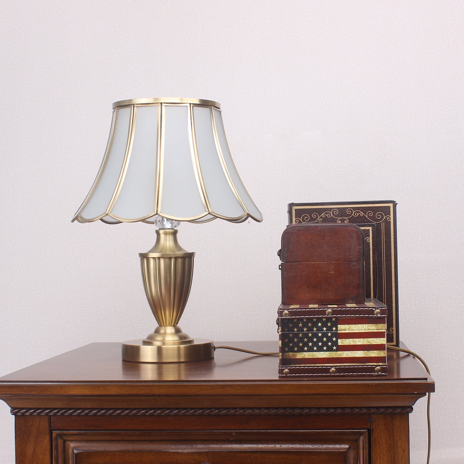Valencia Brass & Glass Vintage Table Lamp-Neutral Decor