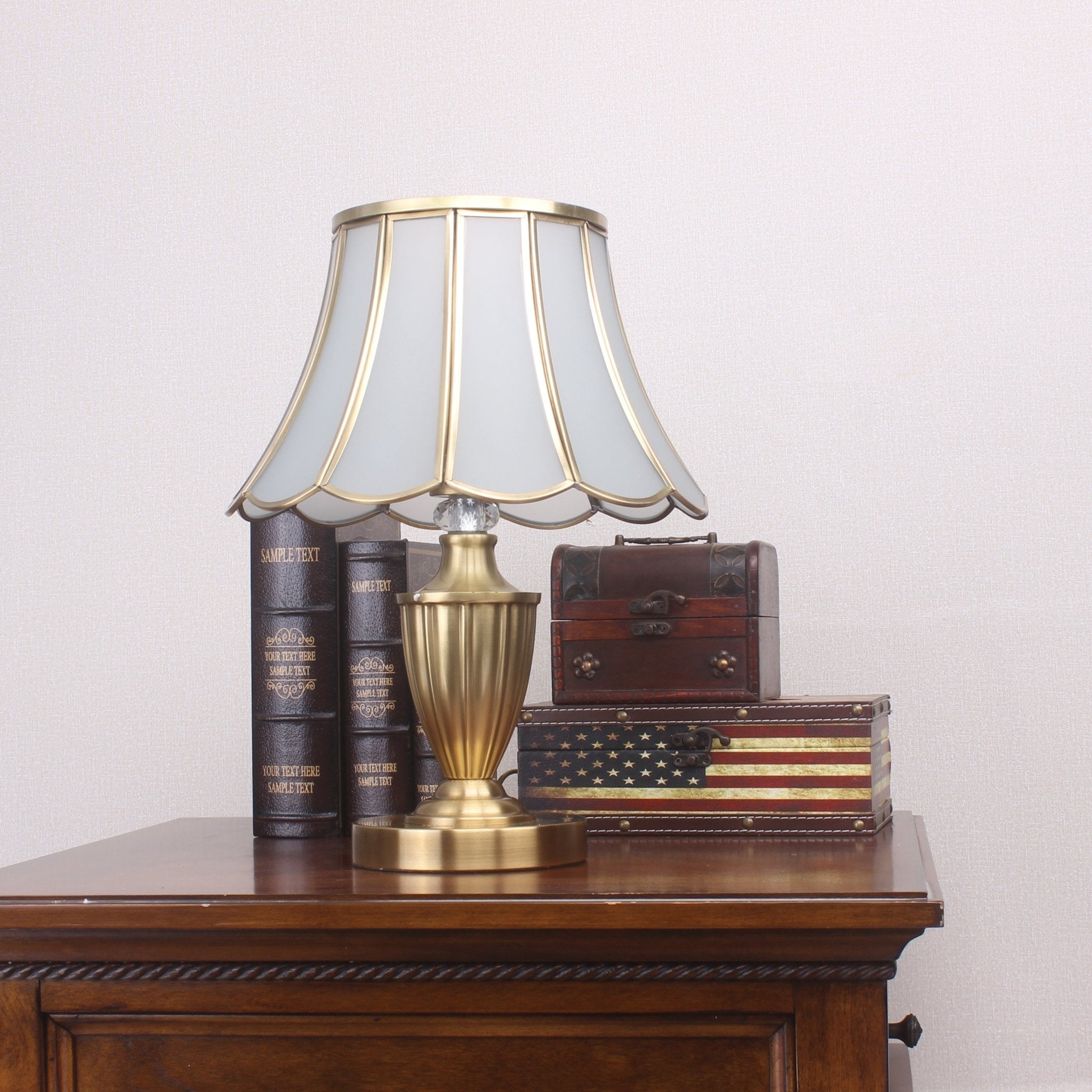 Valencia Brass & Glass Vintage Table Lamp-Neutral Decor