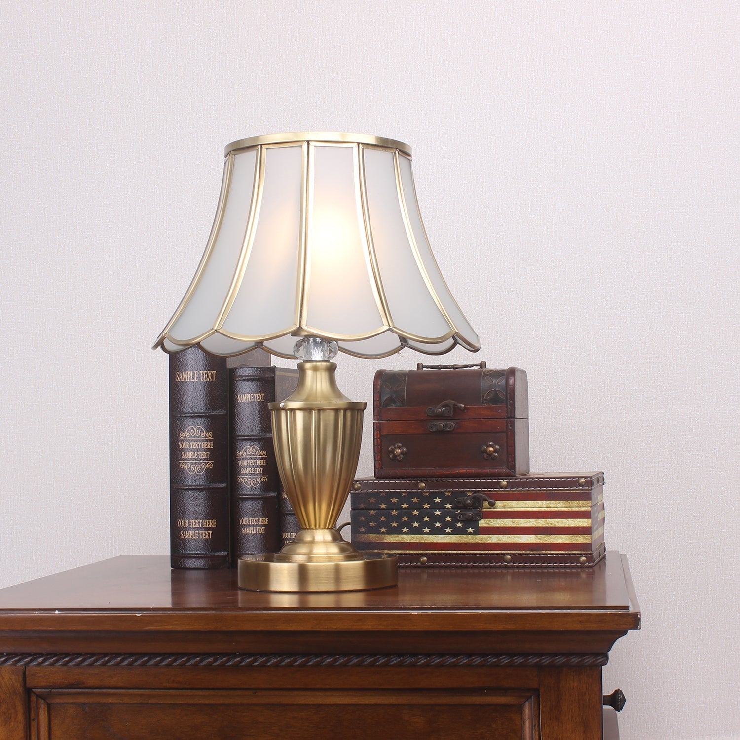 Valencia Brass & Glass Vintage Table Lamp-Neutral Decor