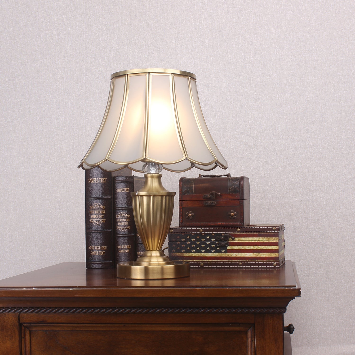 Valencia Brass & Glass Vintage Table Lamp-Neutral Decor