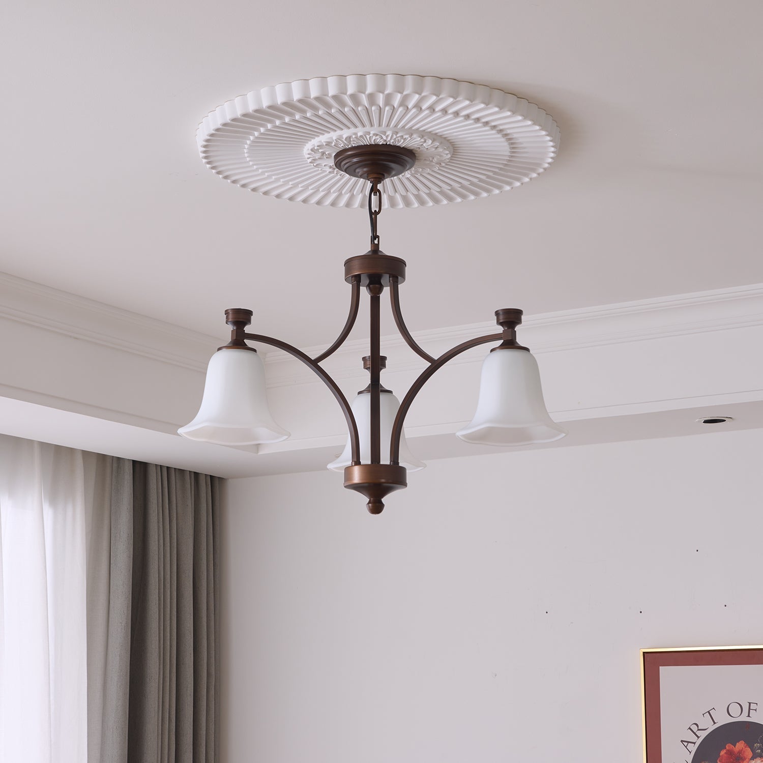 Viloros Traditional Premium Bell Glass Chandelier-Neutral Decor