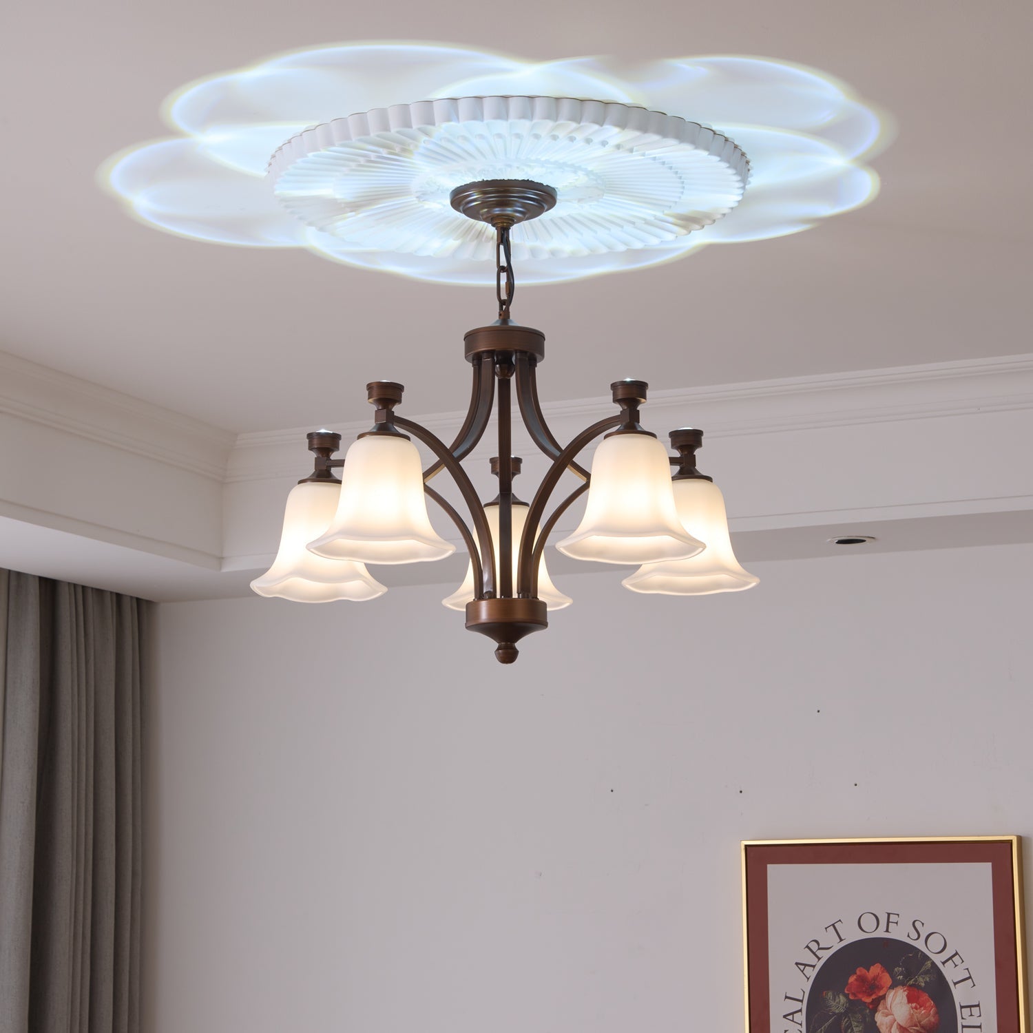 Viloros Traditional Premium Bell Glass Chandelier-Neutral Decor