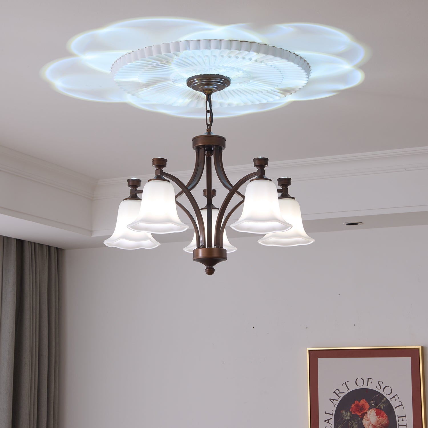 Viloros Traditional Premium Bell Glass Chandelier-Neutral Decor