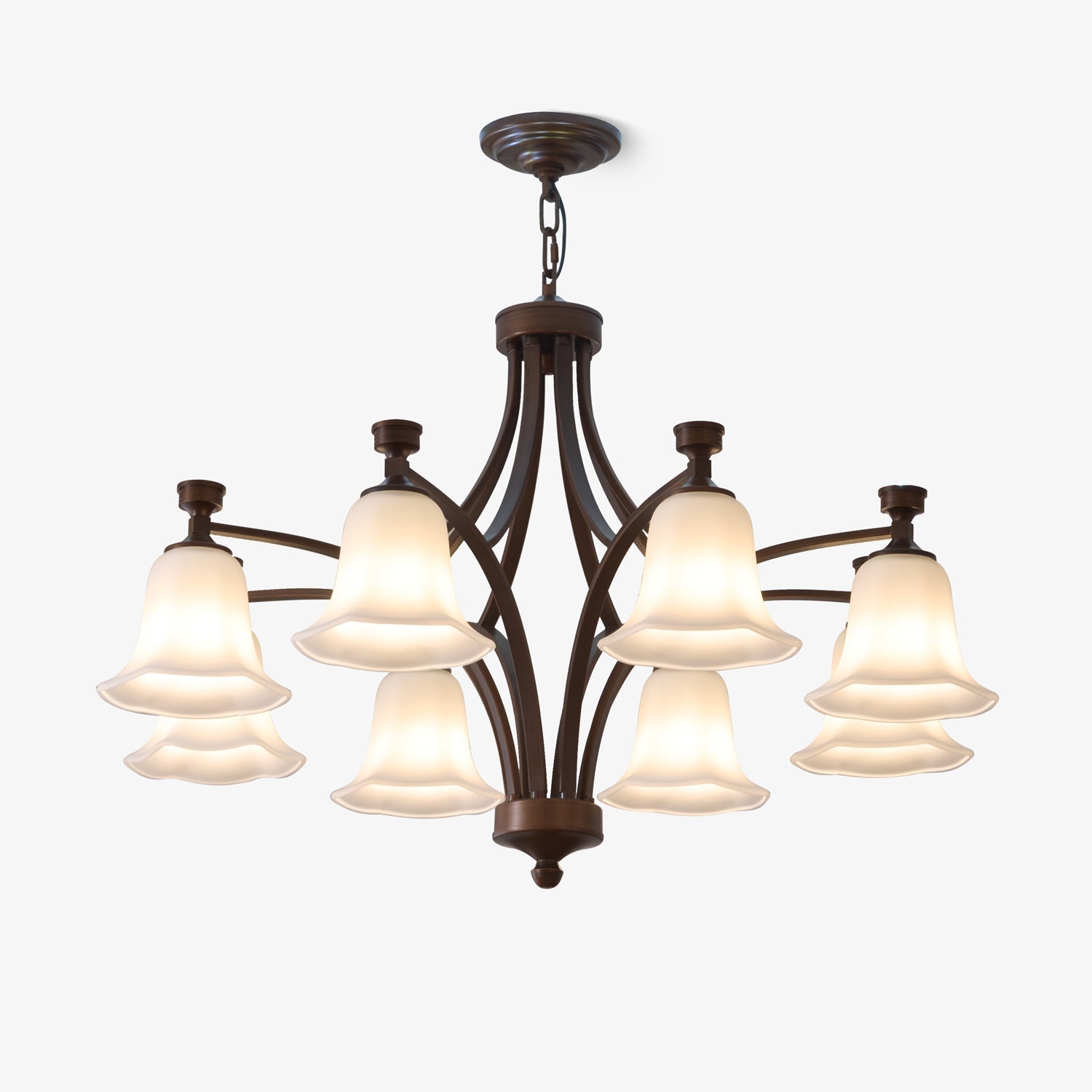 Viloros Traditional Premium Bell Glass Chandelier-Neutral Decor