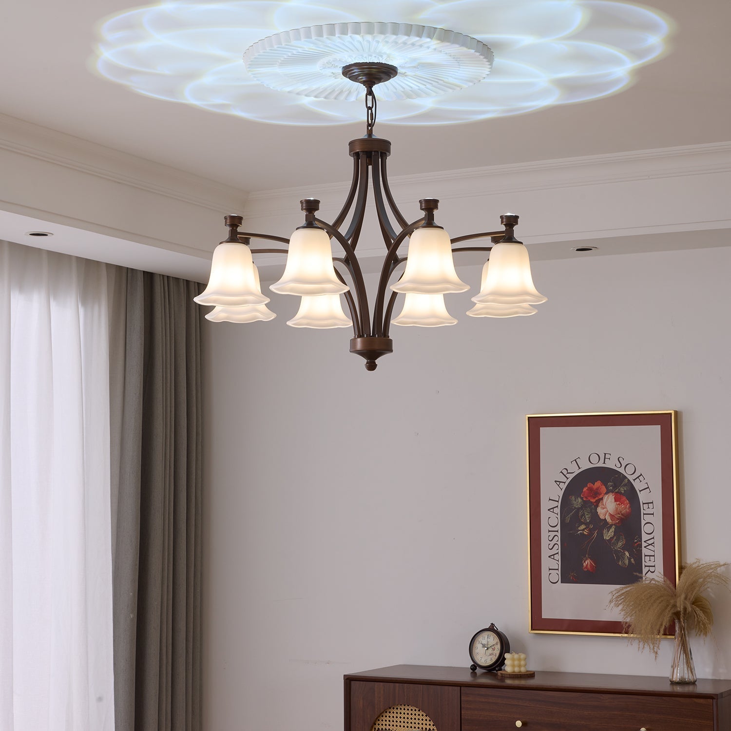 Viloros Traditional Premium Bell Glass Chandelier-Neutral Decor