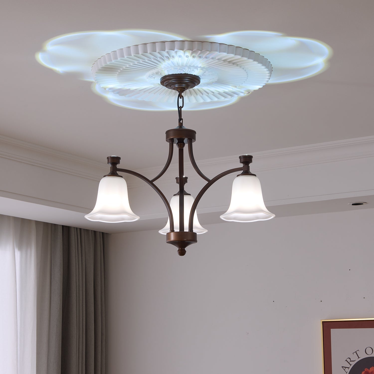 Viloros Traditional Premium Bell Glass Chandelier-Neutral Decor