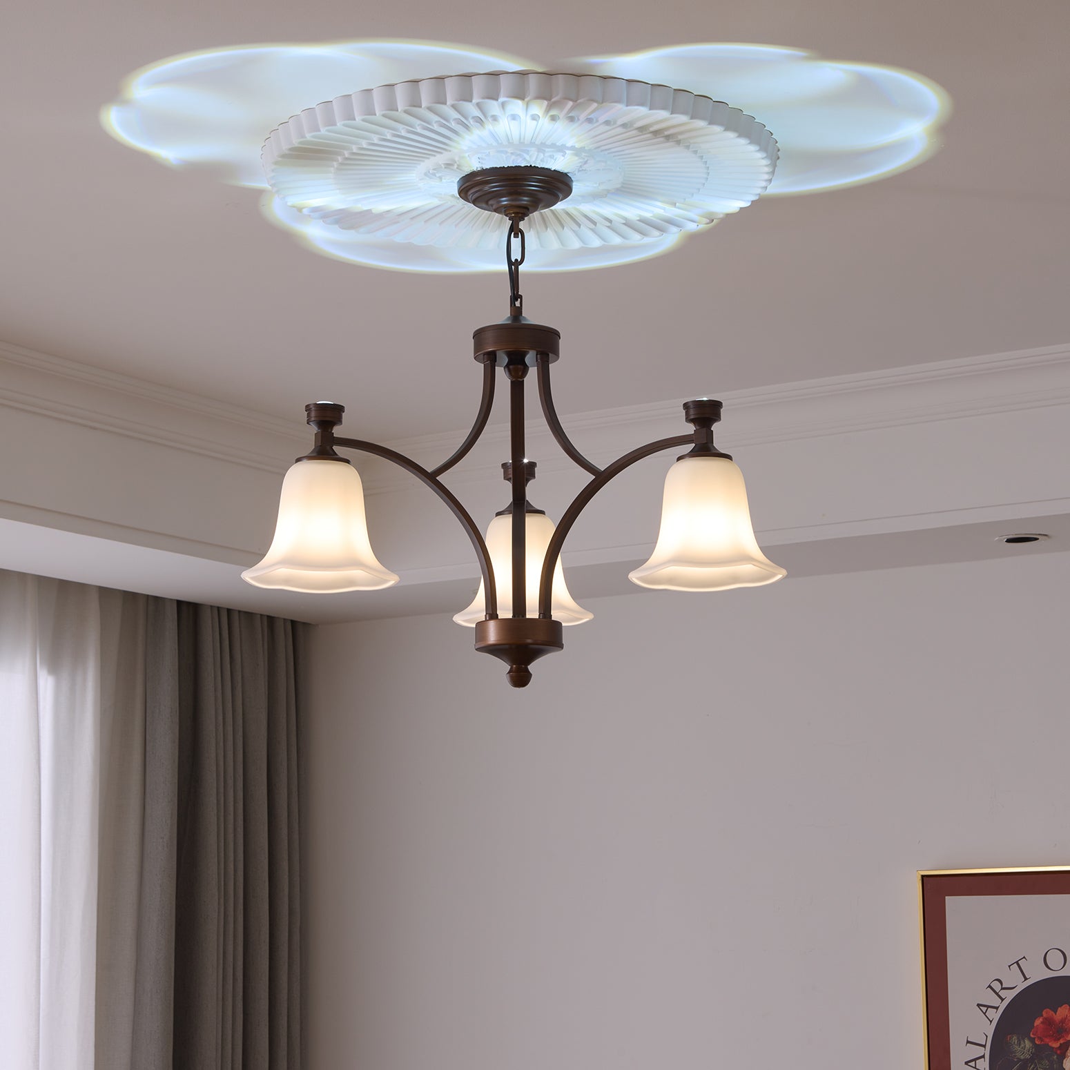 Viloros Traditional Premium Bell Glass Chandelier-Neutral Decor