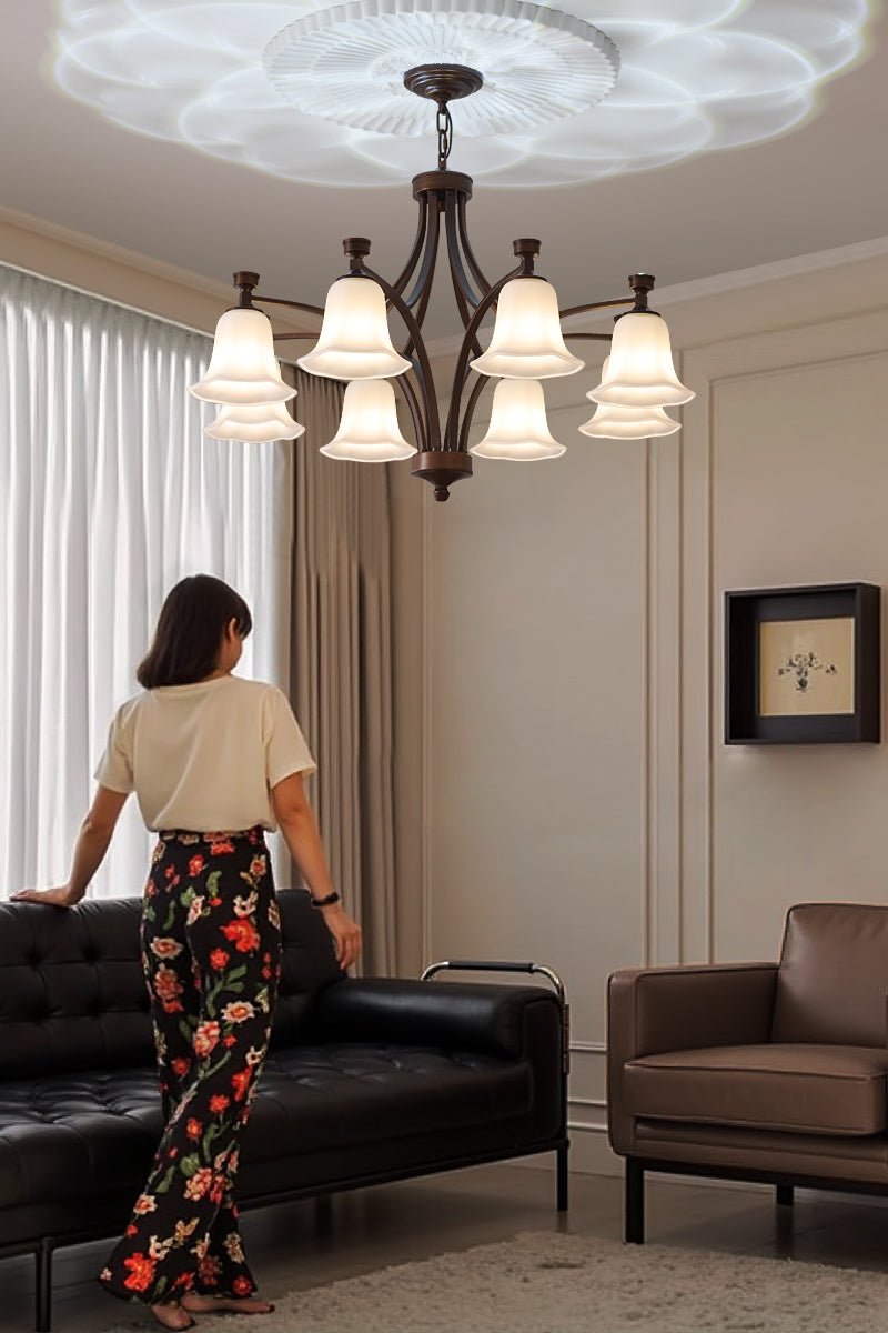 Viloros Traditional Premium Bell Glass Chandelier-Neutral Decor