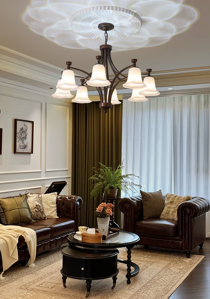 Viloros Traditional Premium Bell Glass Chandelier-Neutral Decor