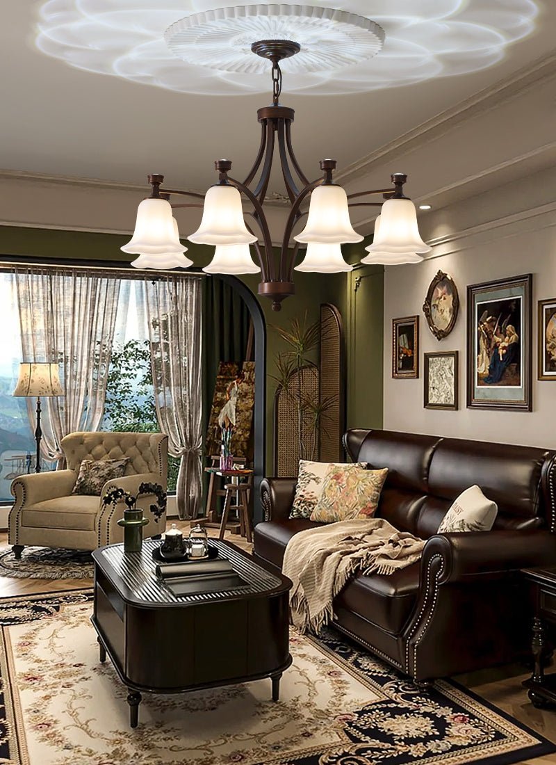 Viloros Traditional Premium Bell Glass Chandelier-Neutral Decor