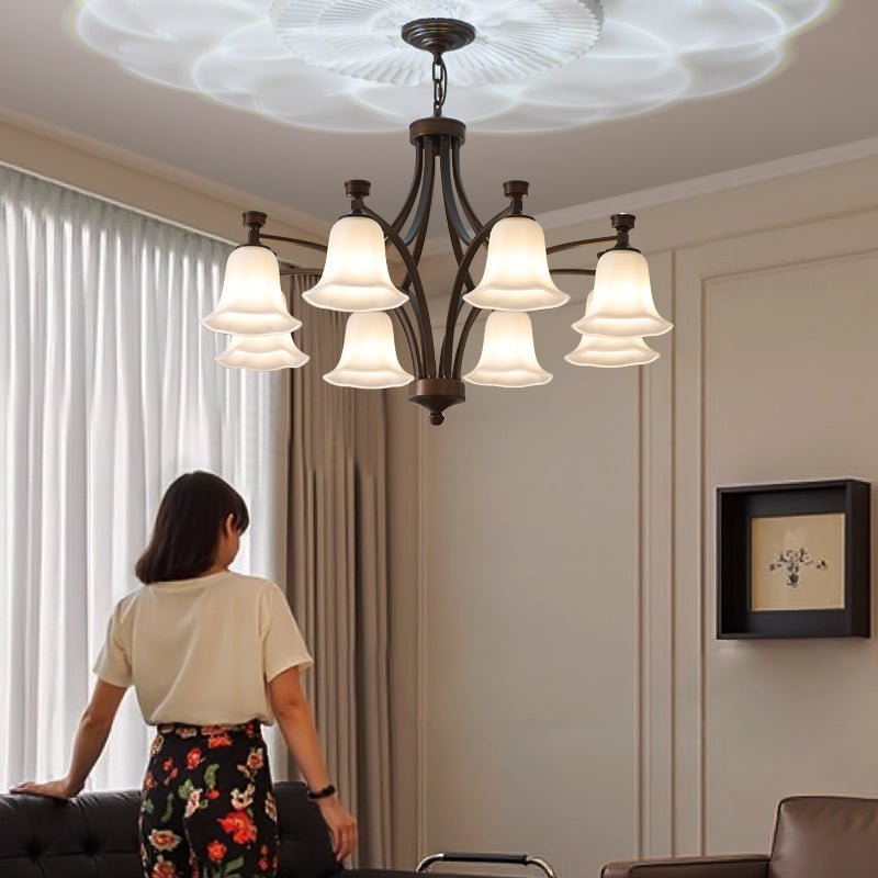 Viloros Traditional Premium Bell Glass Chandelier-Neutral Decor