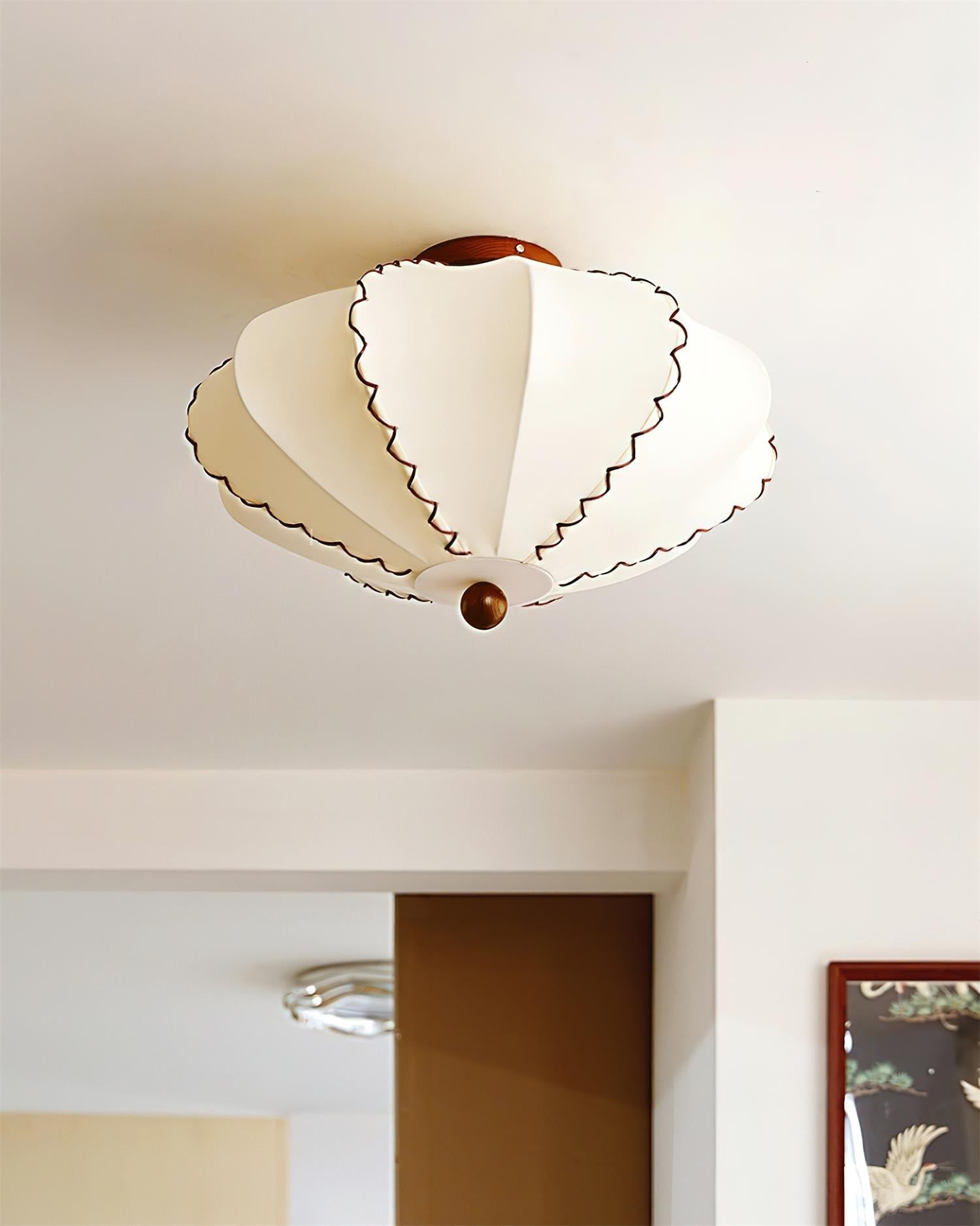 Colette Beige Fabric Wood Ceiling Light-Neutral Decor