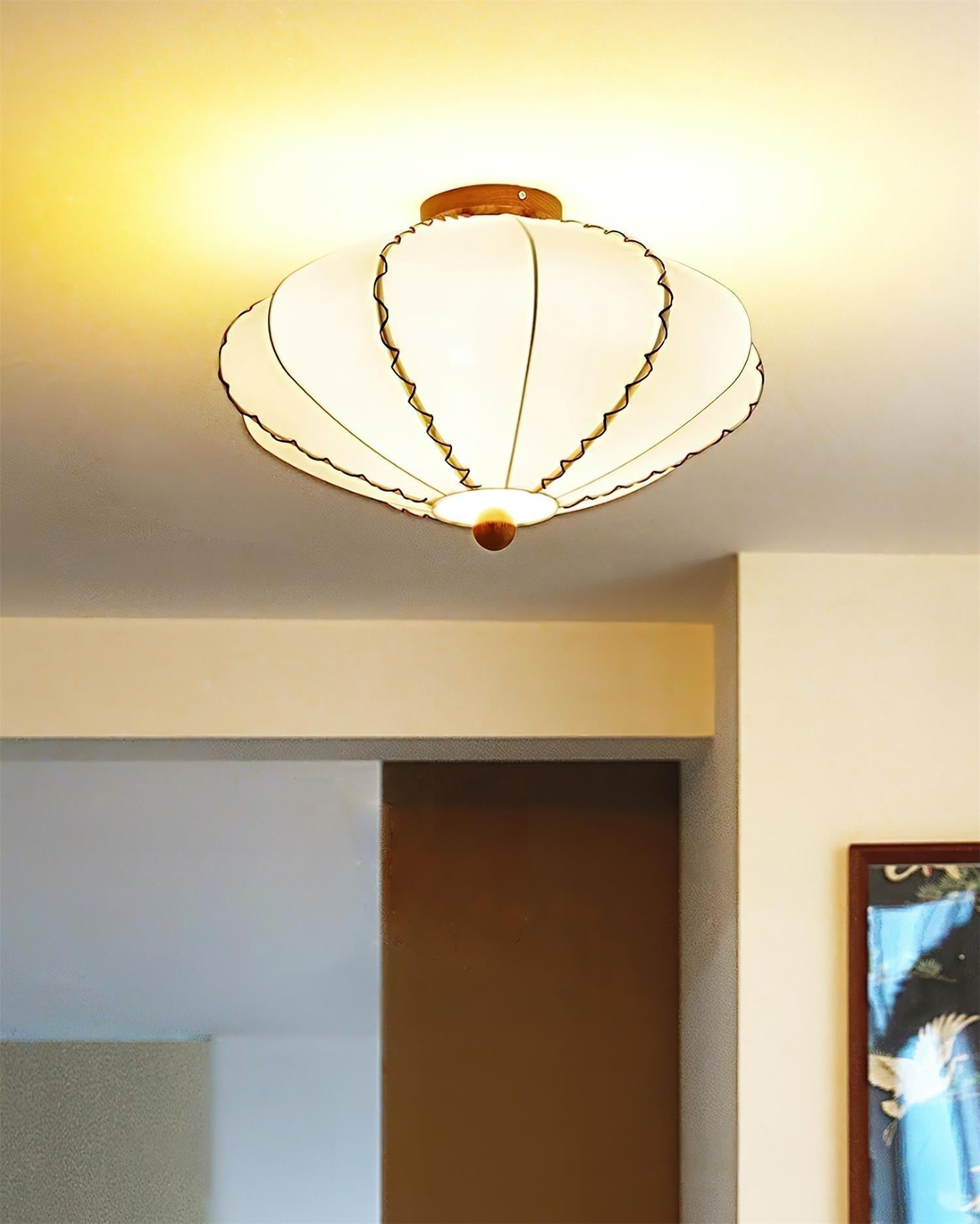 Colette Beige Fabric Wood Ceiling Light-Neutral Decor