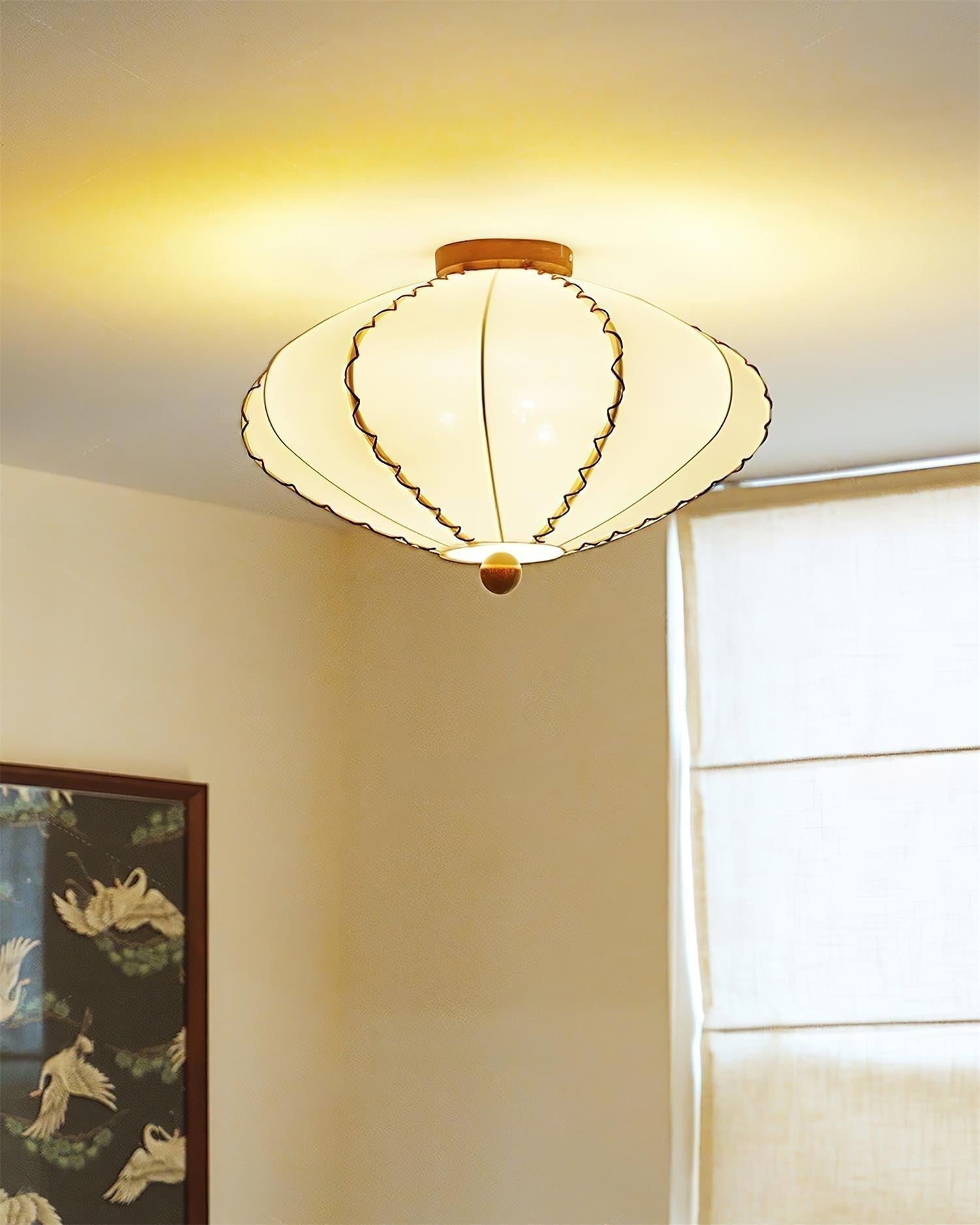Colette Beige Fabric Wood Ceiling Light-Neutral Decor