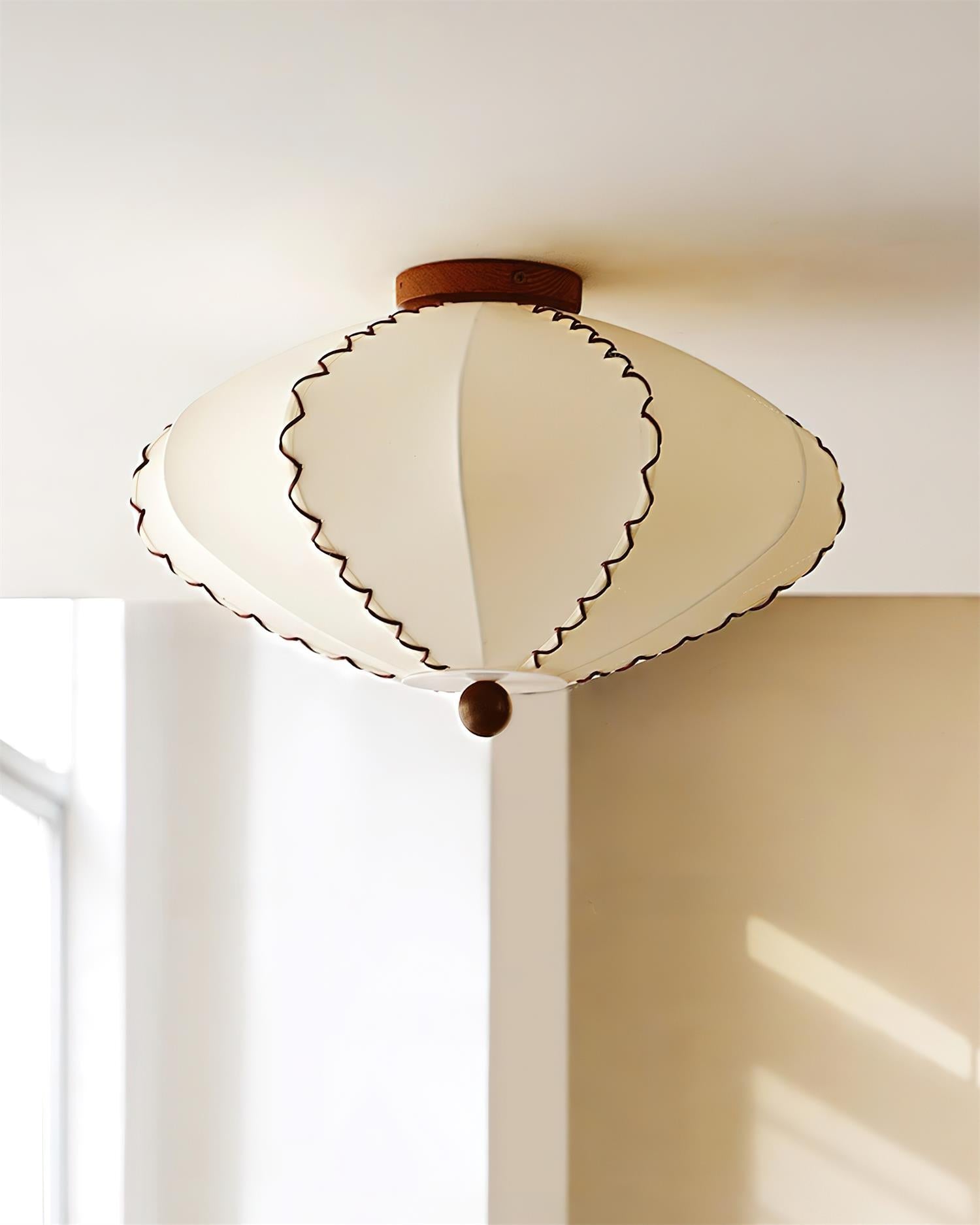 Colette Beige Fabric Wood Ceiling Light-Neutral Decor