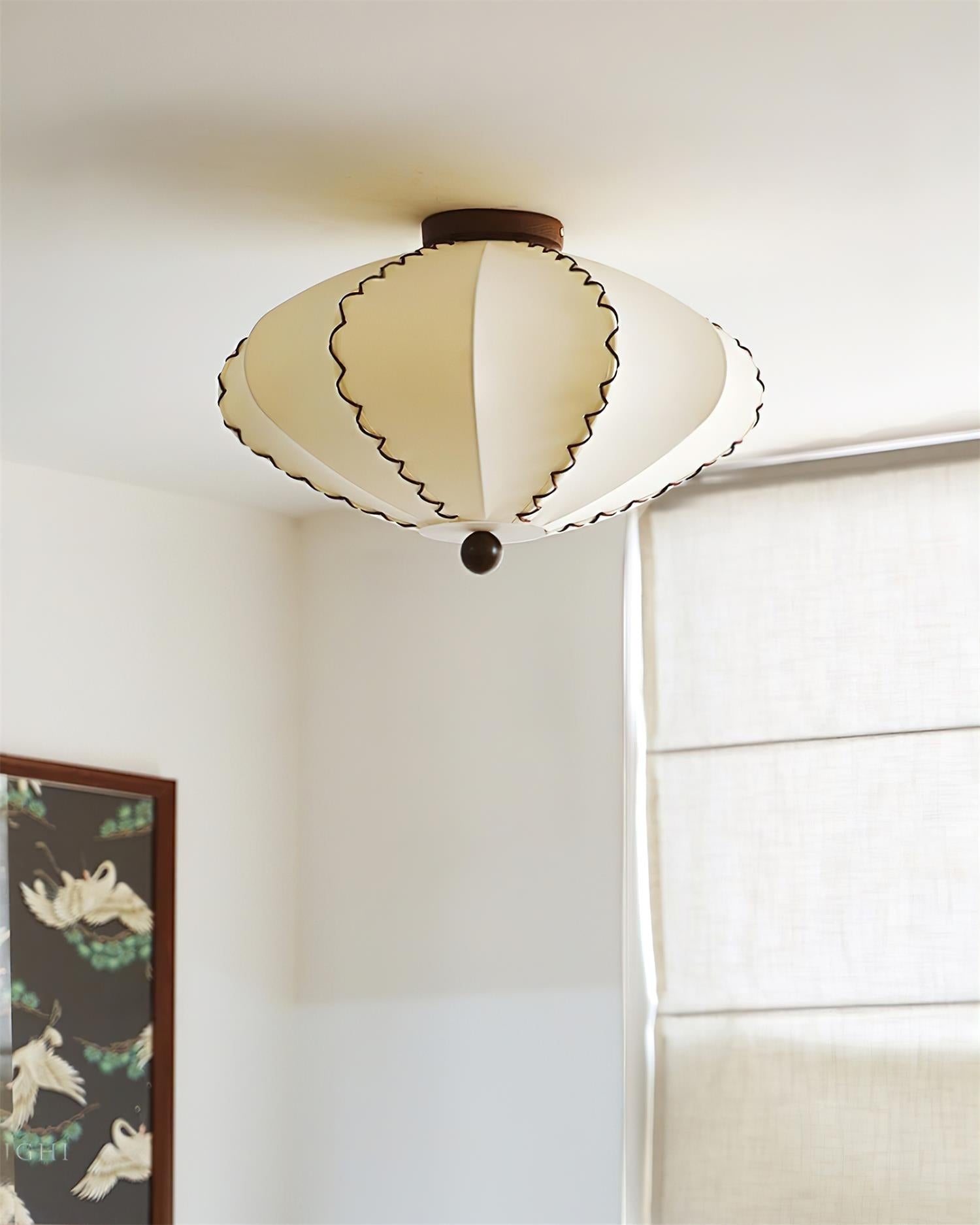 Colette Beige Fabric Wood Ceiling Light-Neutral Decor