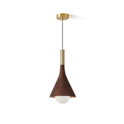 Lucian Pendant Lamp in walnut wood and brass finish.