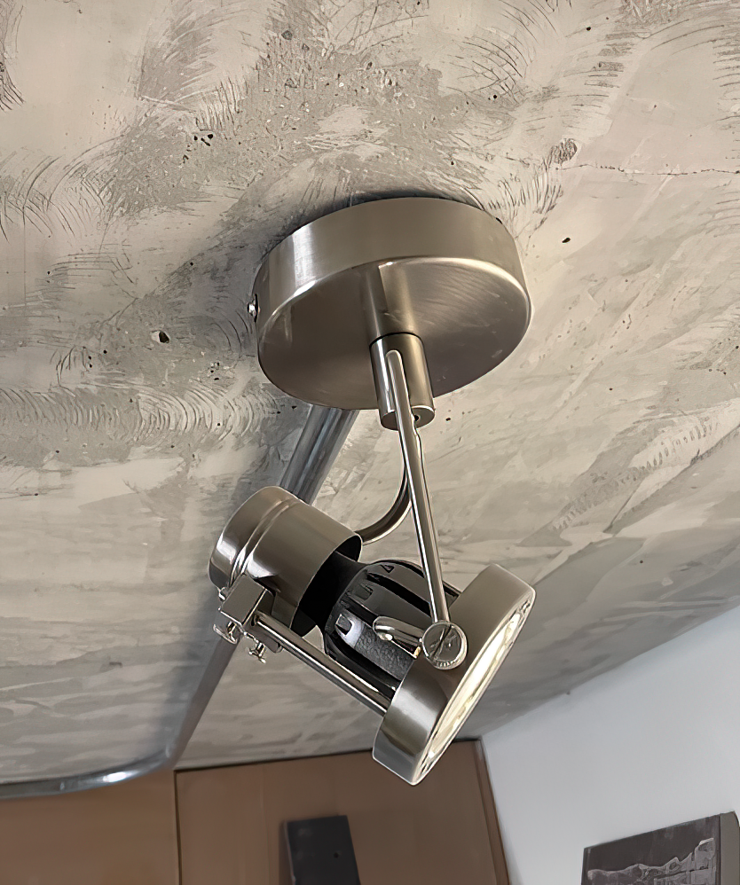 Front view of the Nickel industrial ceiling lamp.