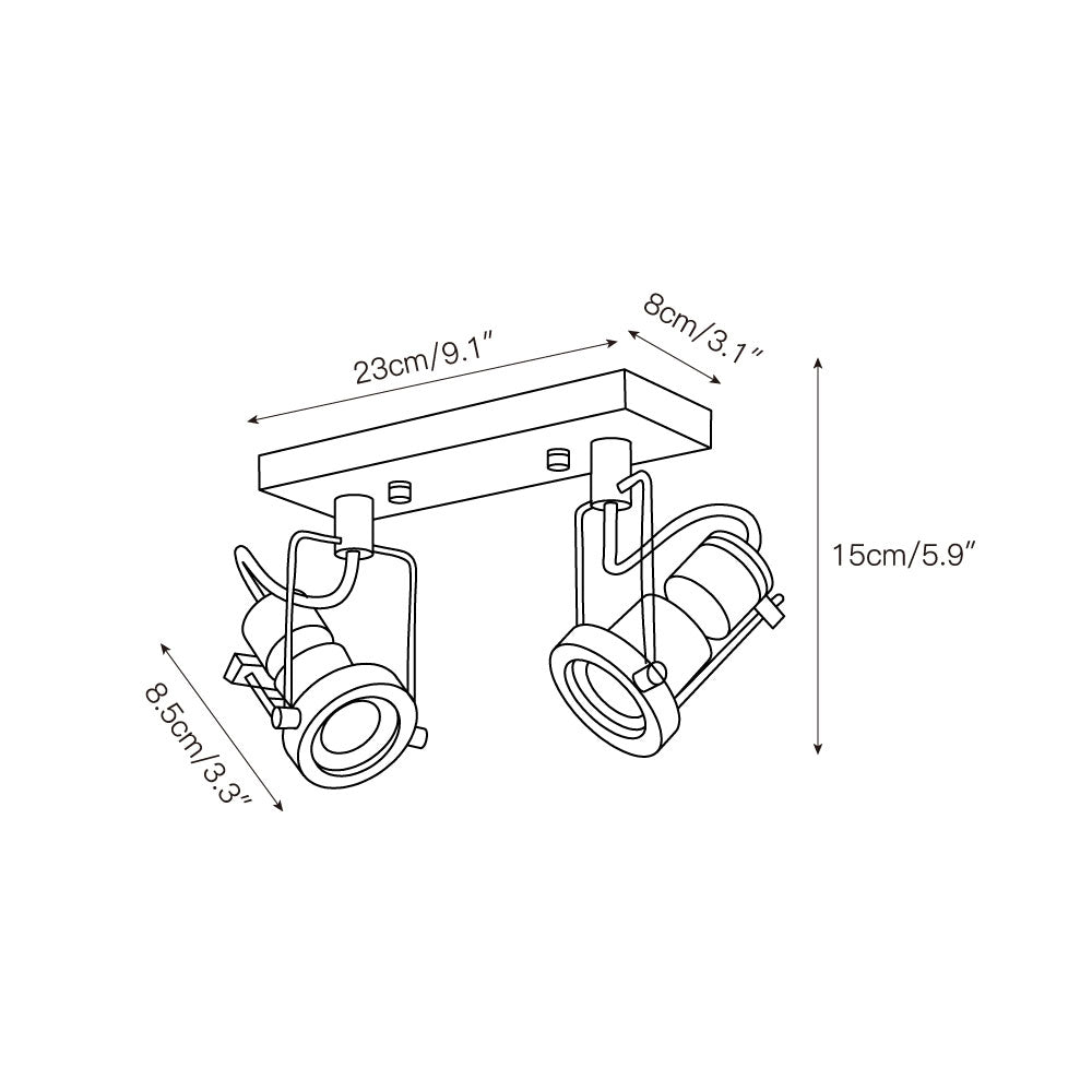 The 2-head linear configuration of the Lucide ceiling lamp.