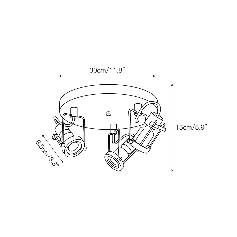 The 3-head circular configuration of the Lucide ceiling lamp.