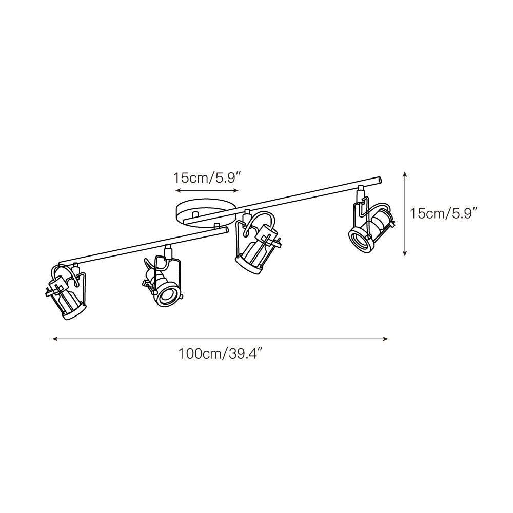 The 4-head version of the nickel track ceiling lamp.