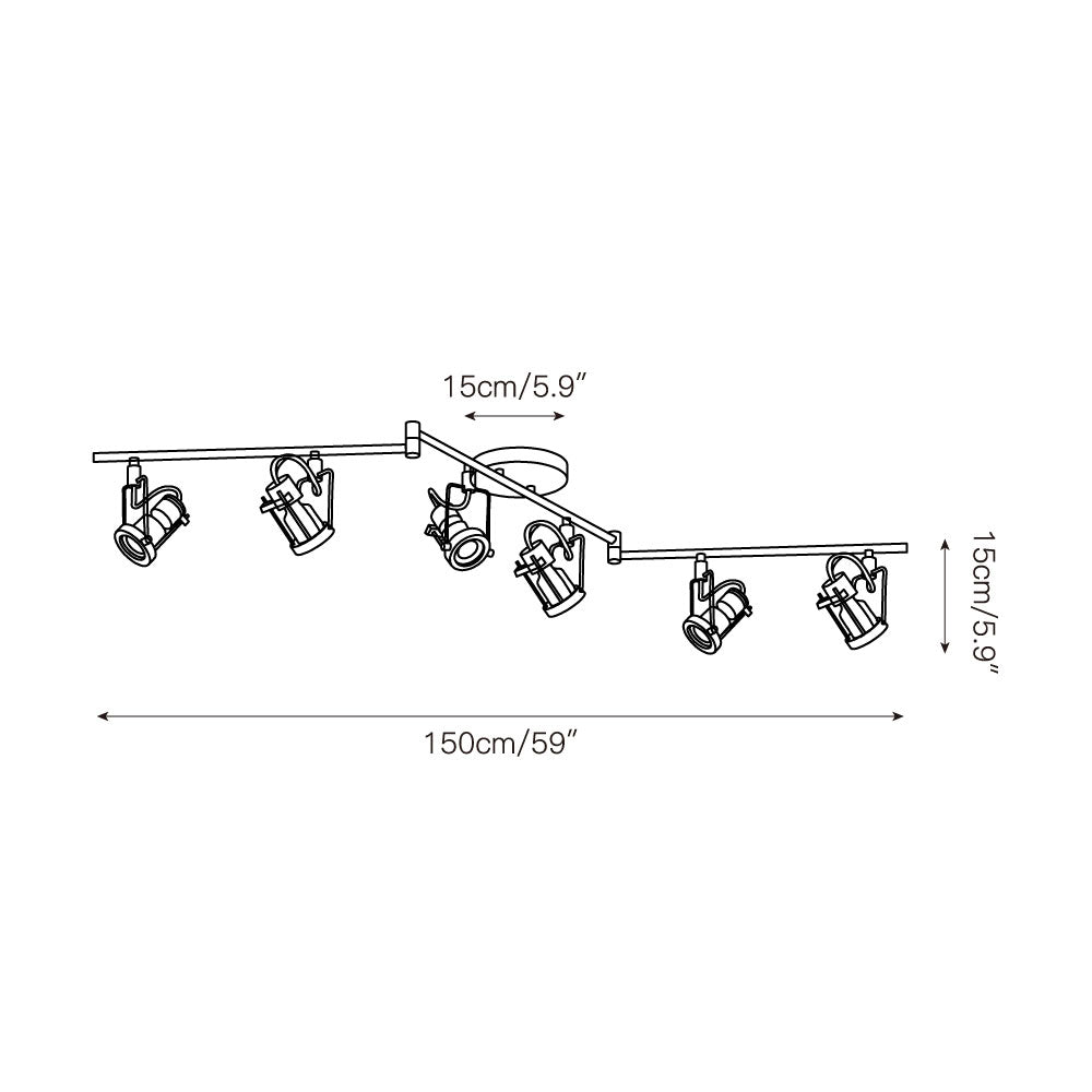 The 6-head version of the industrial track ceiling lamp.