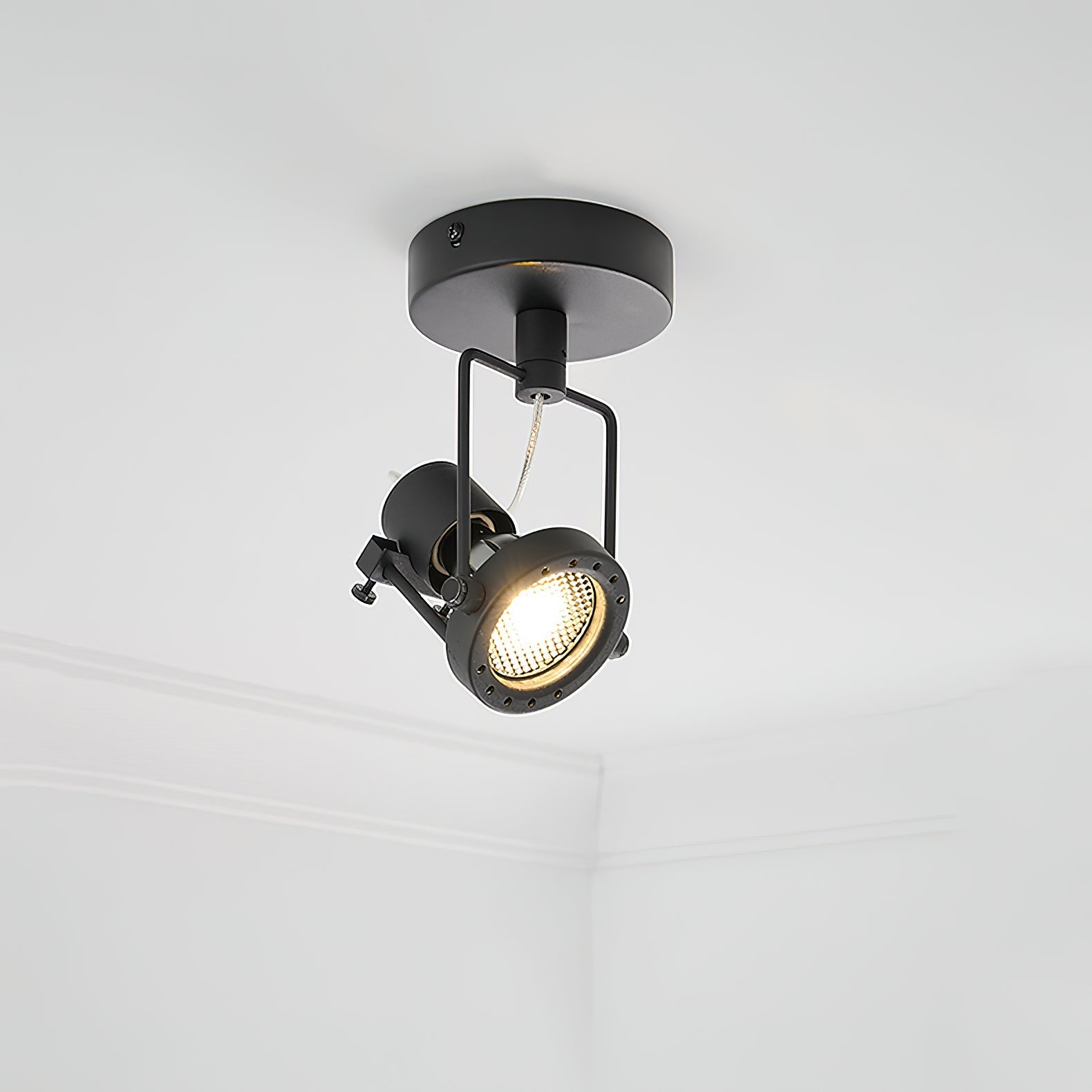 Lucide Industrial Ceiling Lamp in Black finish.