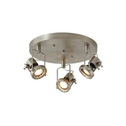 Lucide industrial multiple ceiling lamp with a nickel finish.
