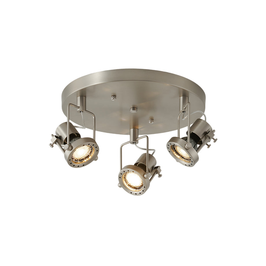 Lucide industrial multiple ceiling lamp with a nickel finish.