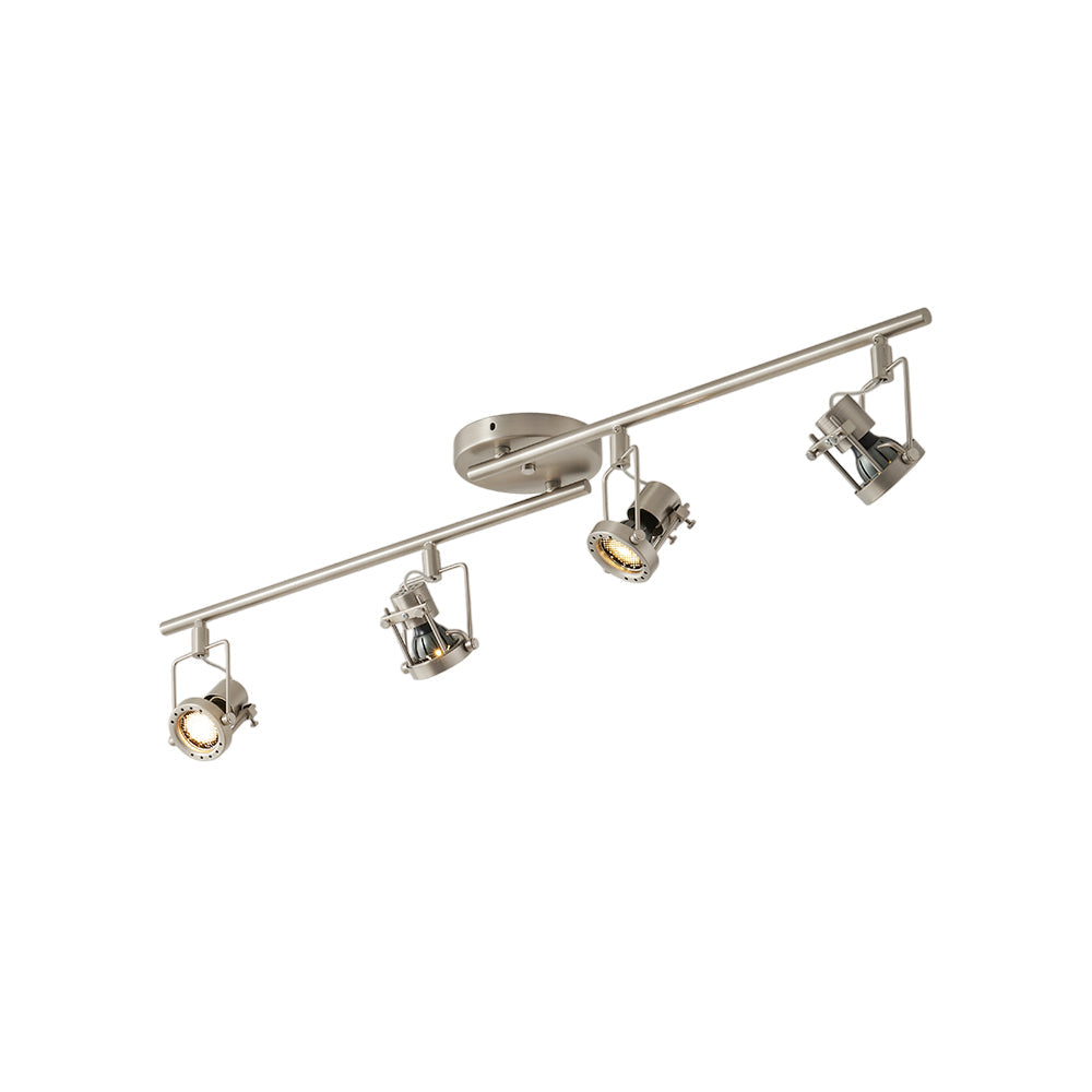 Lucide industrial track ceiling lamp in nickel finish against a plain background.