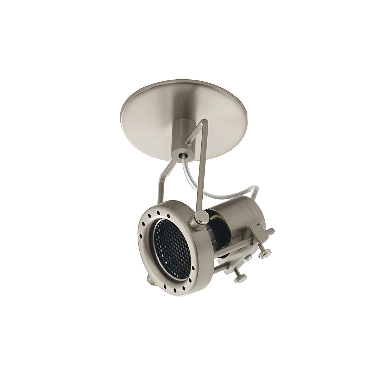Lucide industrial nickel ceiling lamp against a plain background.
