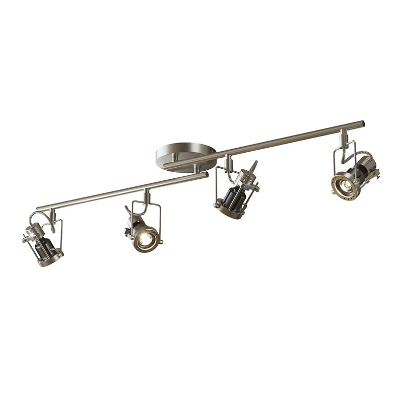 Dimensional drawing of the 4-head track lamp with measurements.