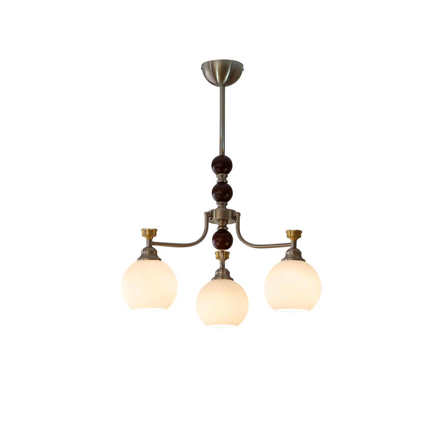 Eursoria Traditional Art Orb Wood Glass Chandelier-Neutral Decor