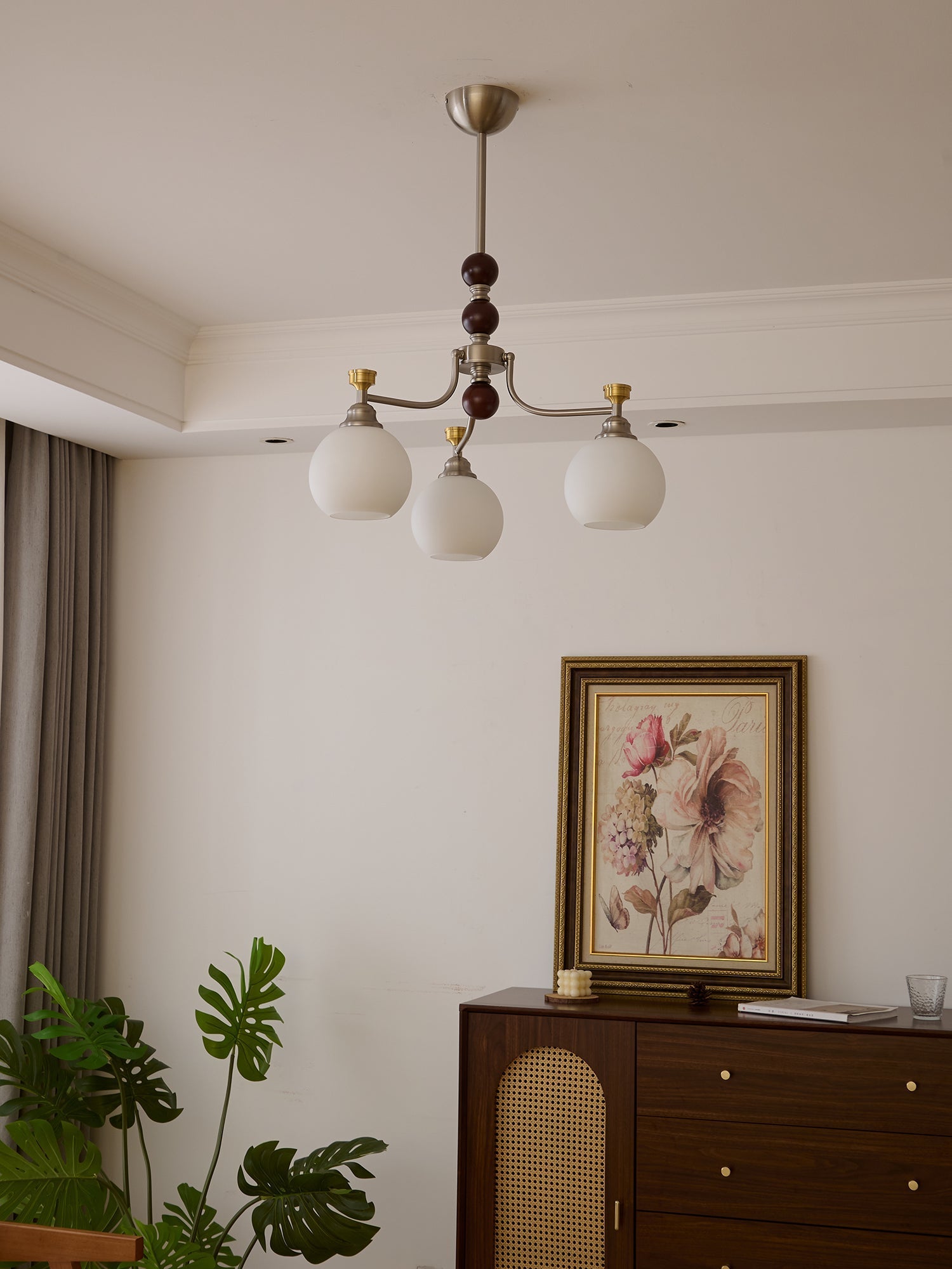 Eursoria Traditional Art Orb Wood Glass Chandelier-Neutral Decor